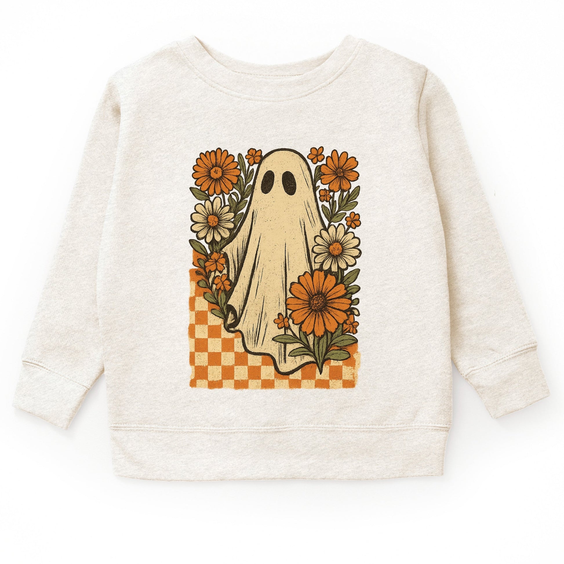 Checkered Ghost Floral Vintage - Toddler Graphic Sweatshirt and Youth Graphic Sweatshirt