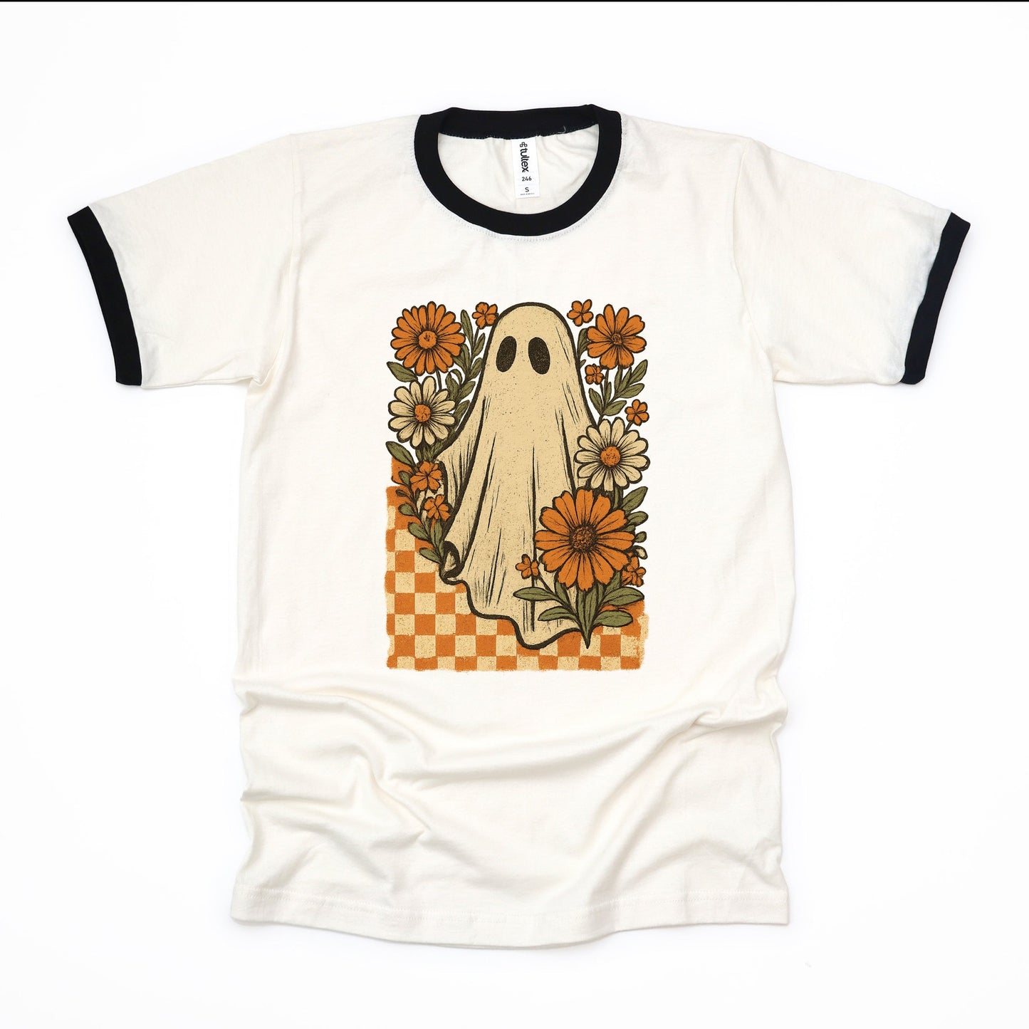 Checkered Ghost Floral Vintage - Ringer Tee