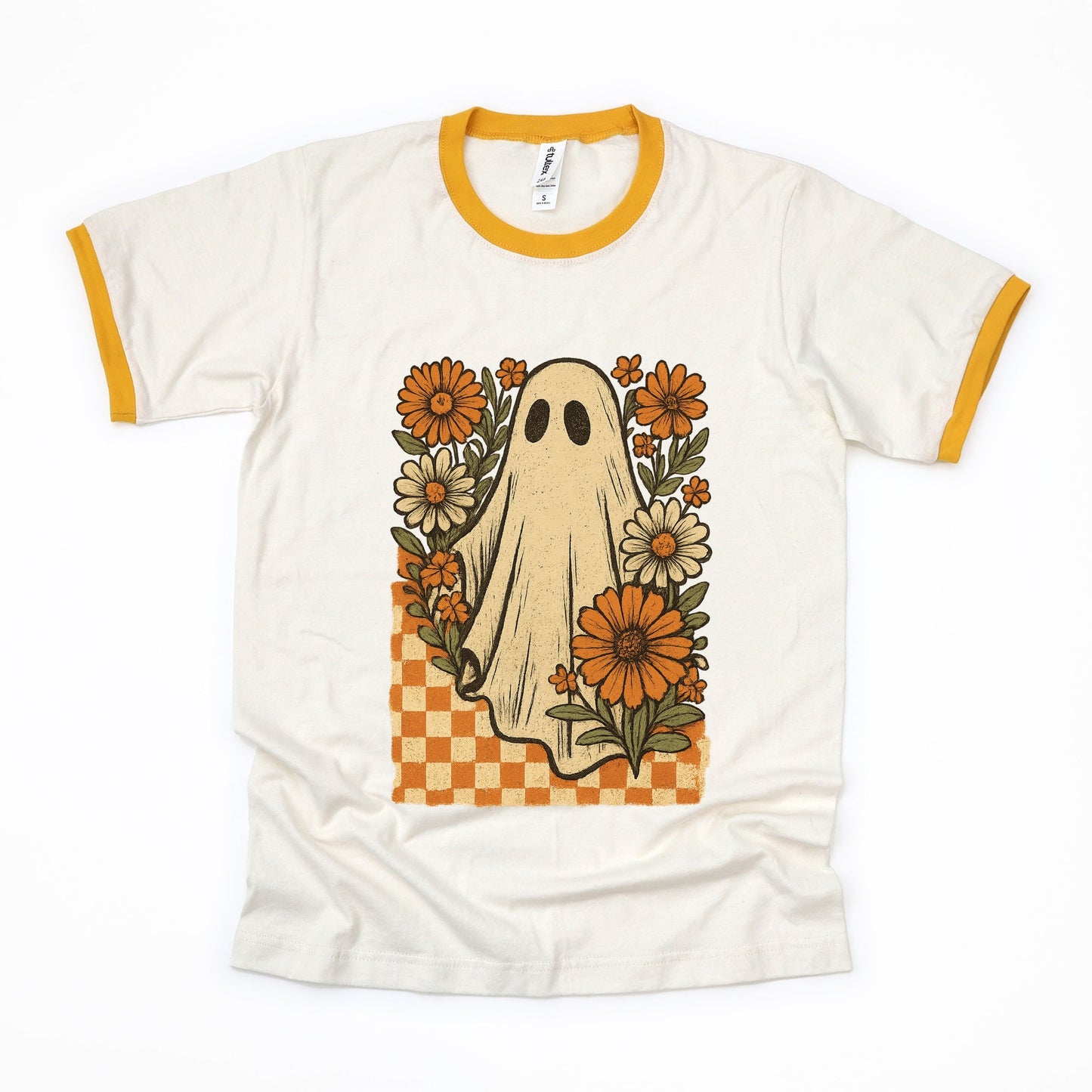 Checkered Ghost Floral Vintage - Ringer Tee