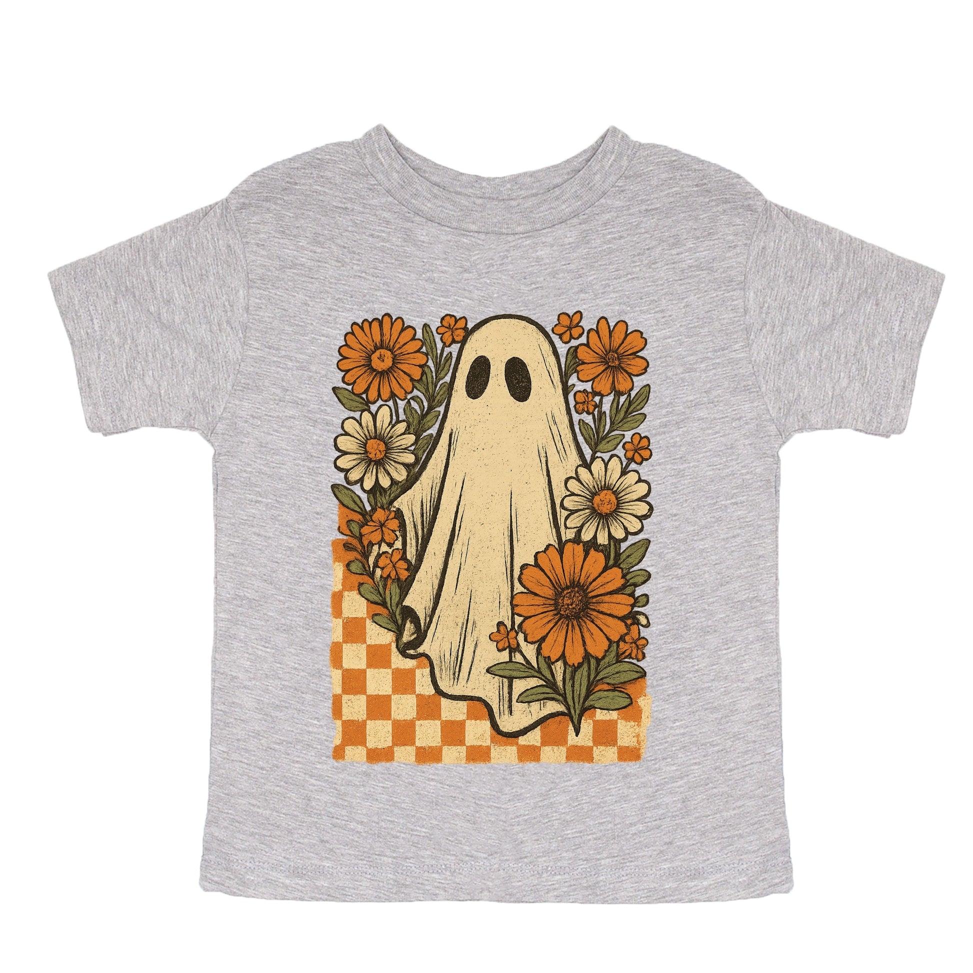 Checkered Ghost Floral Vintage - Youth Short Sleeve Graphic T-Shirt and Toddler Short Sleeve Graphic T-Shirt