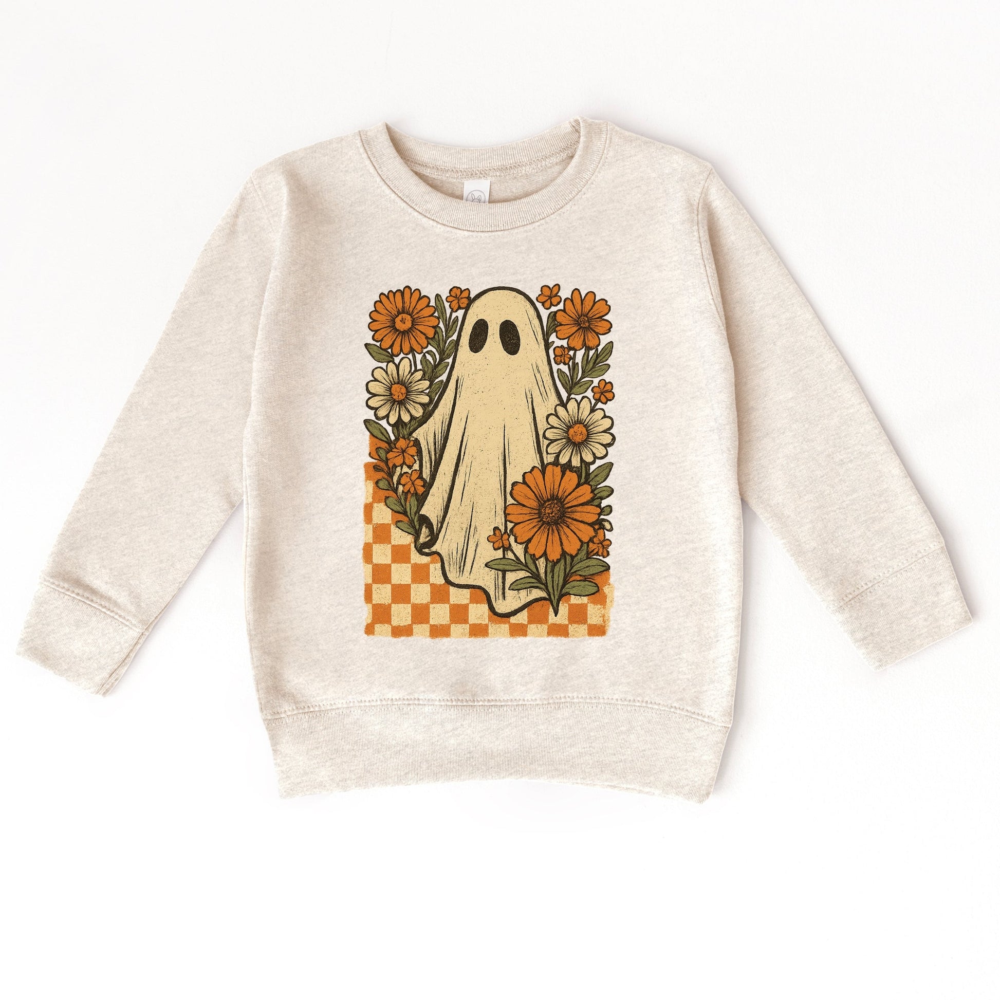 Checkered Ghost Floral Vintage - Toddler Graphic Sweatshirt and Youth Graphic Sweatshirt