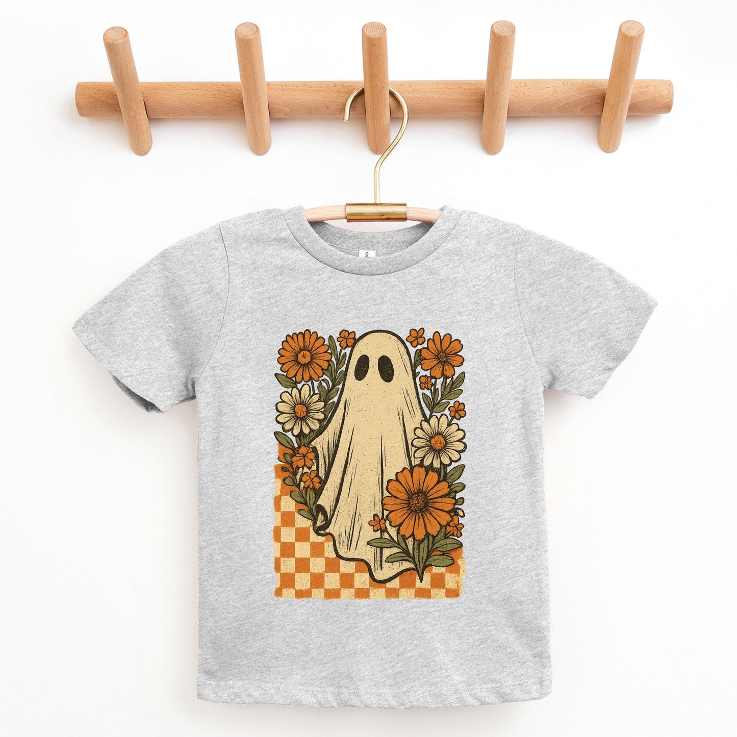 Checkered Ghost Floral Vintage - Youth Short Sleeve Graphic T-Shirt and Toddler Short Sleeve Graphic T-Shirt
