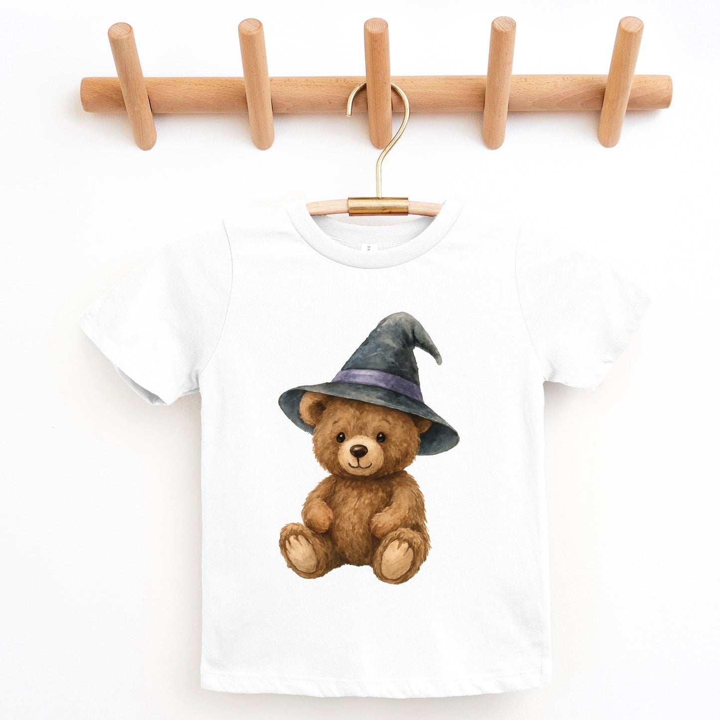 Watercolor Witchy Bear - Kids Youth Short Sleeve Tee and Toddler Short Sleeve Tee