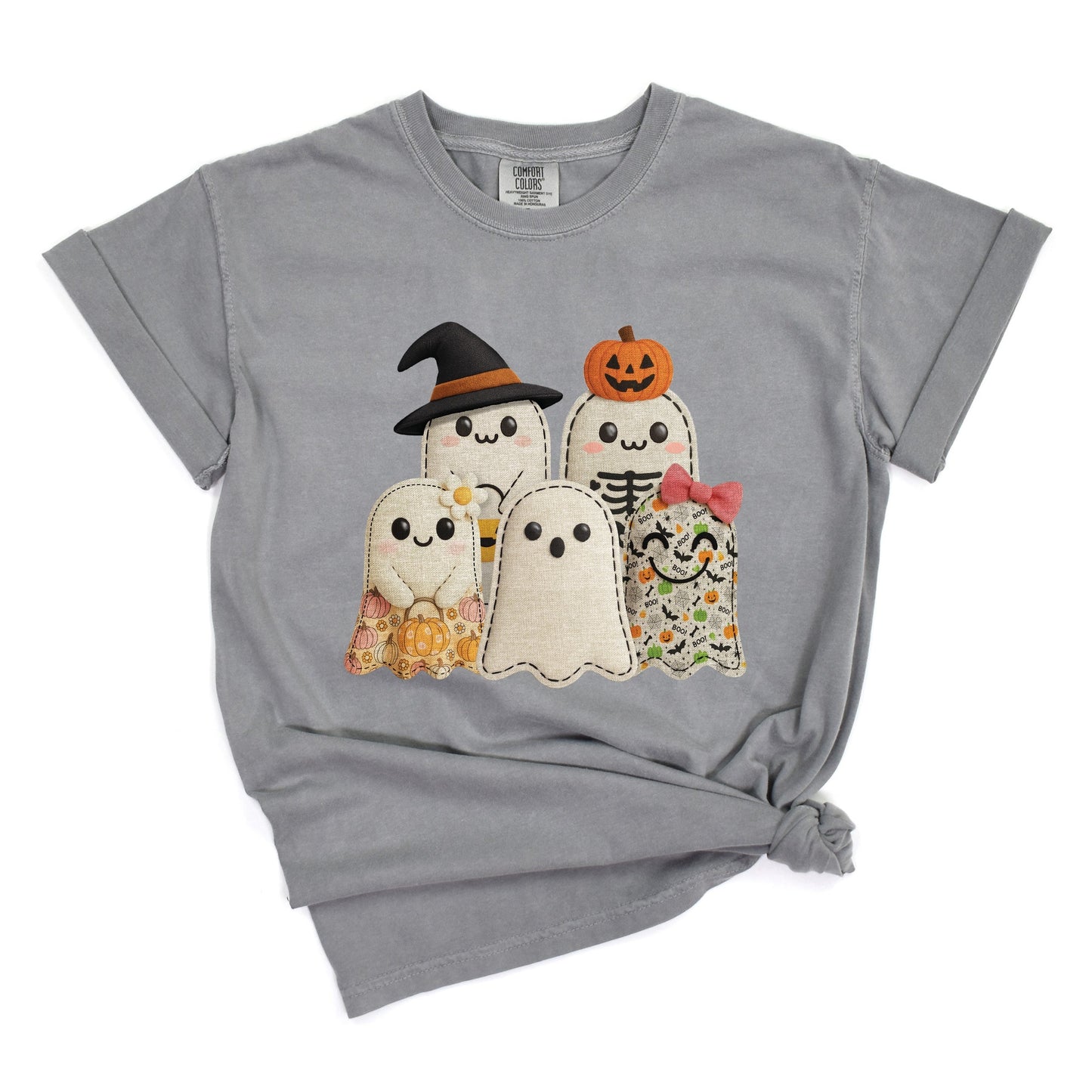 Ghost Family Patchwork Print - Women's Garment Dyed Tee