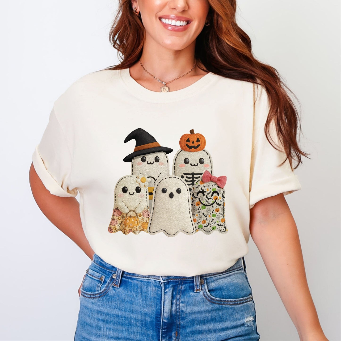 Ghost Family Patchwork Print - Women's Garment Dyed Tee