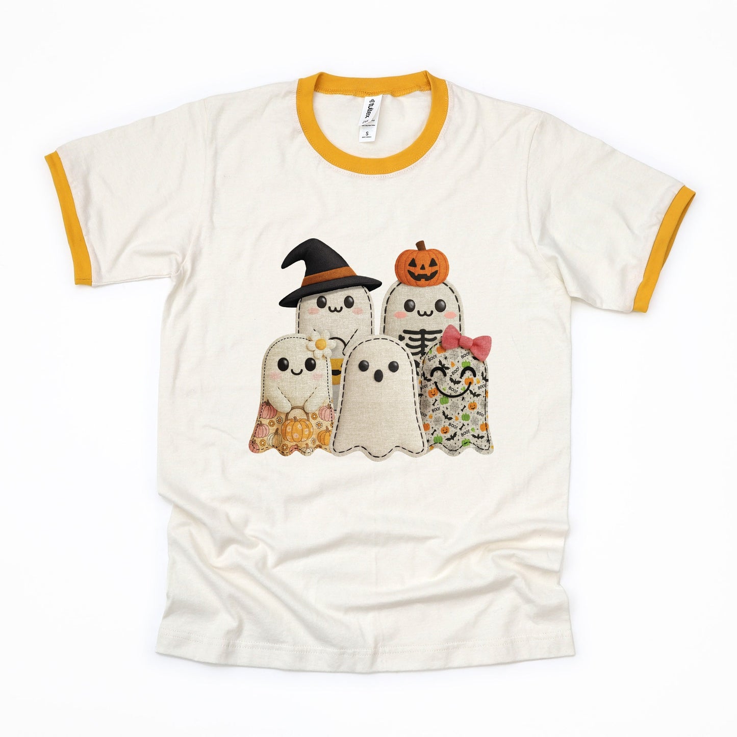Ghost Family Patchwork Print - Women's Ringer Tee