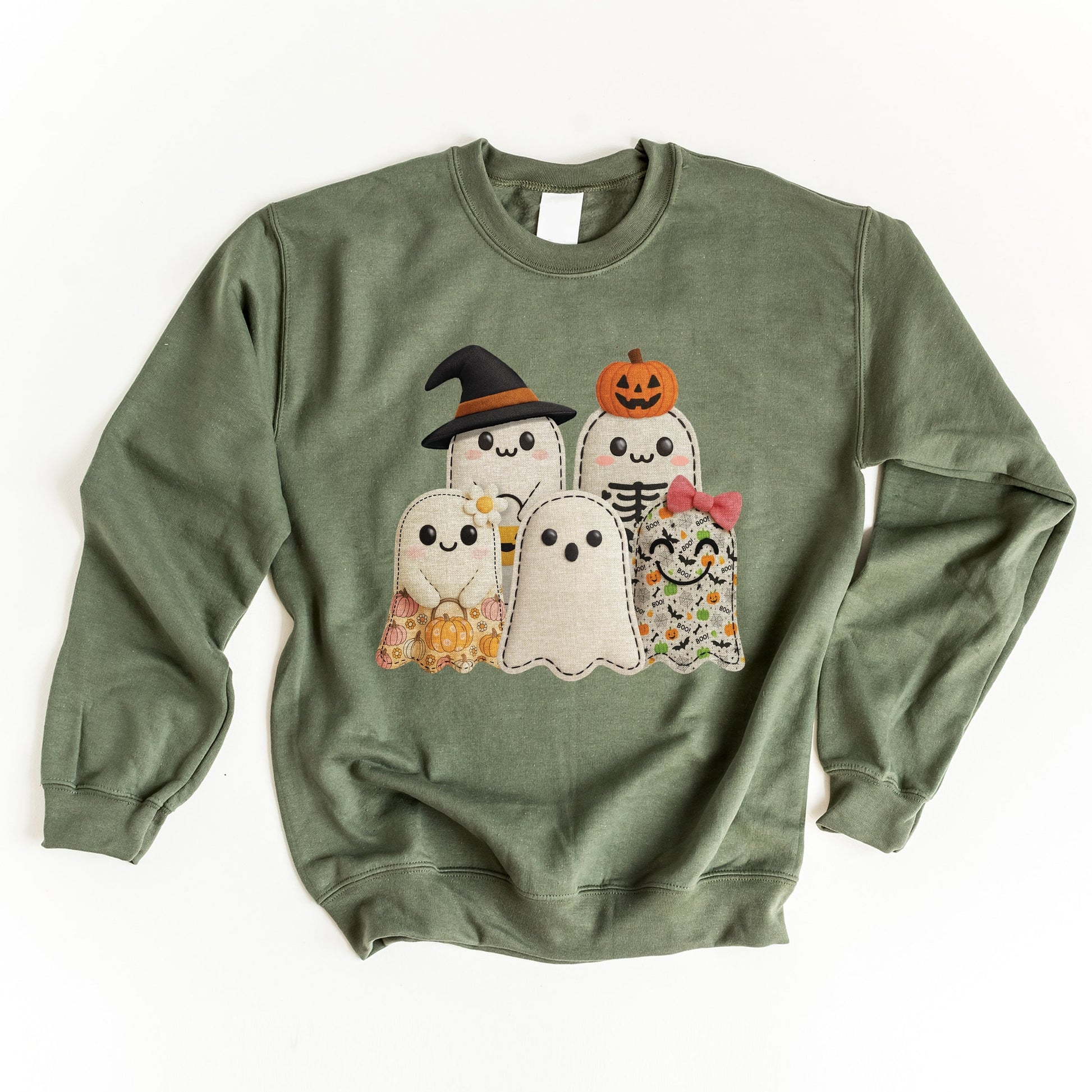 Ghost Family Patchwork Print -  Womens Sweatshirt