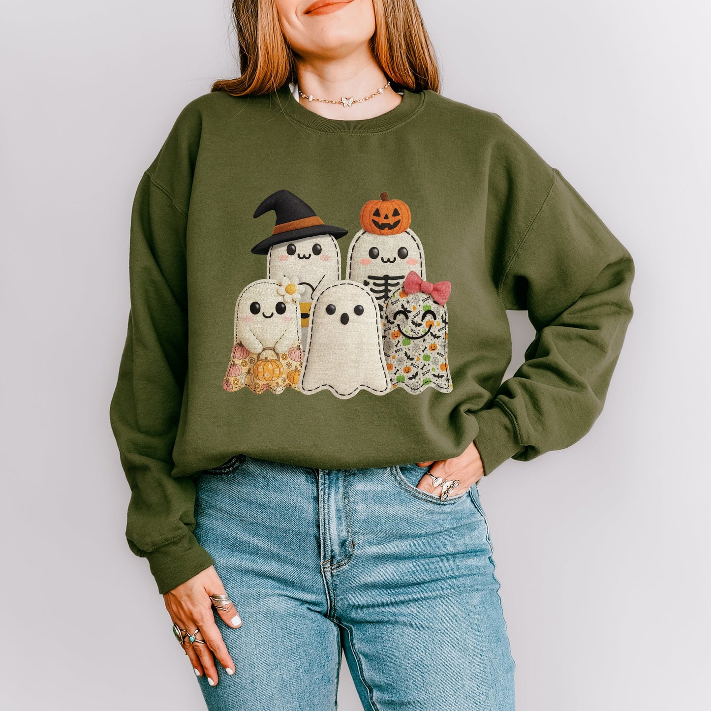 Ghost Family Patchwork Print -  Women's Sweatshirt