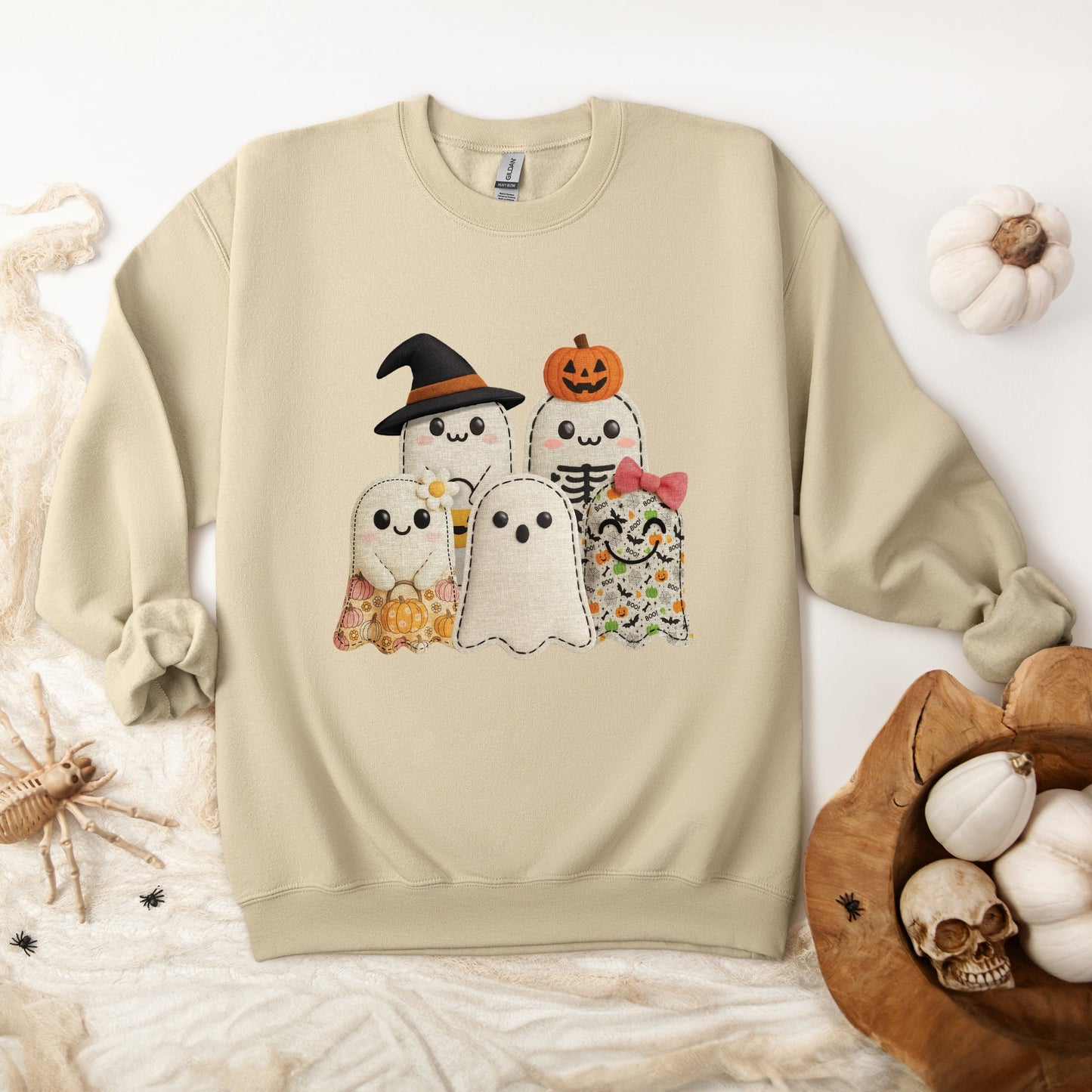 Ghost Family Patchwork Print -  Womens Sweatshirt