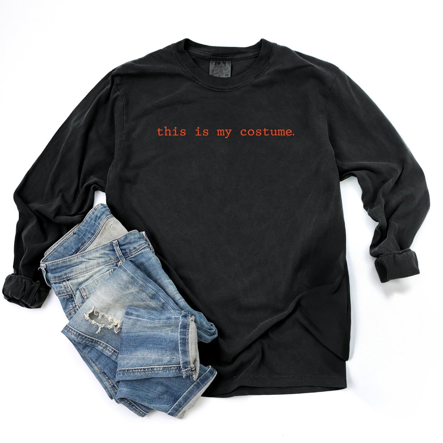 This Is My Costume Typewriter - Women's Garment Dyed Long Sleeve Graphic T-Shirt