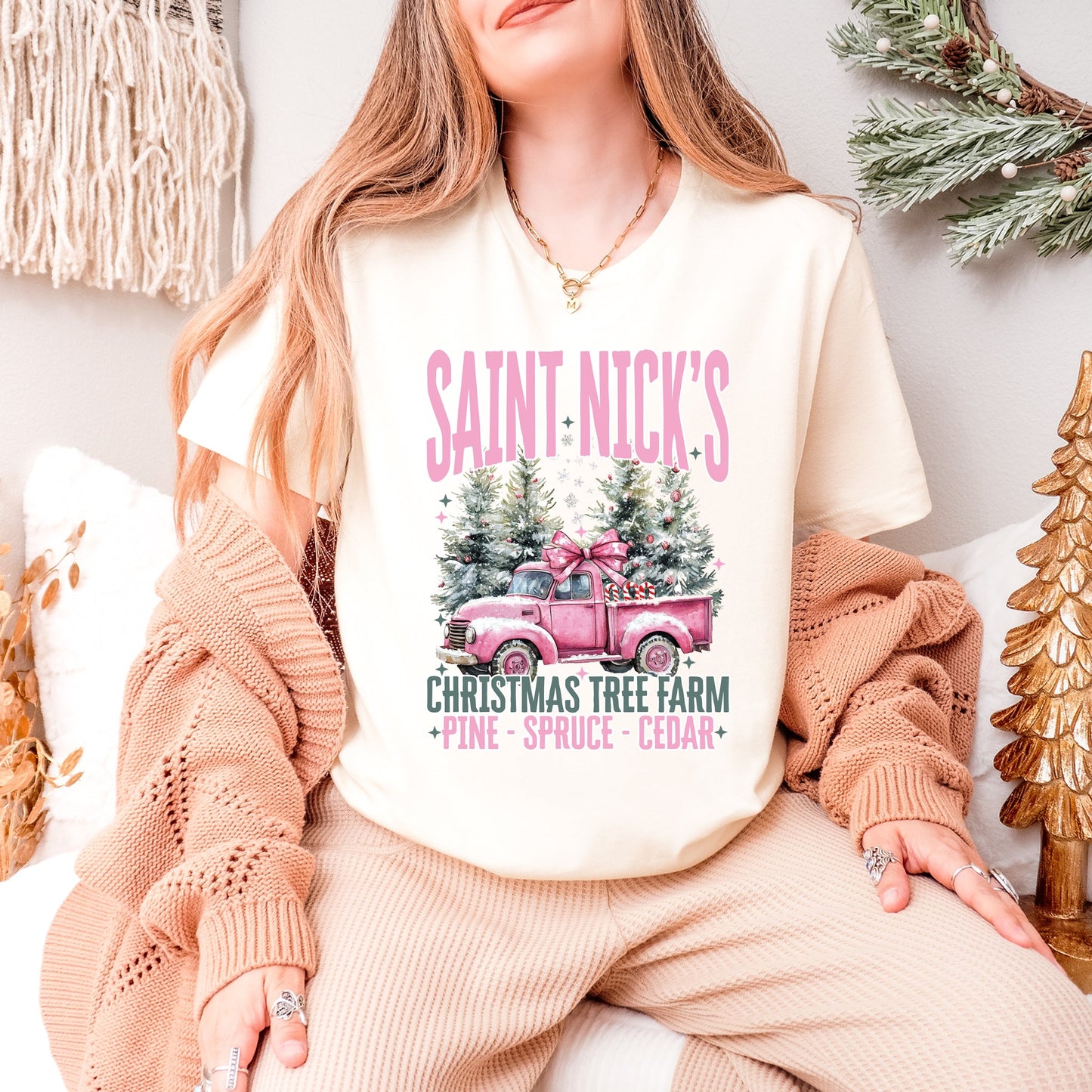 Saint Nick's Farm Truck - Women's Short Sleeve Graphic T-Shirt