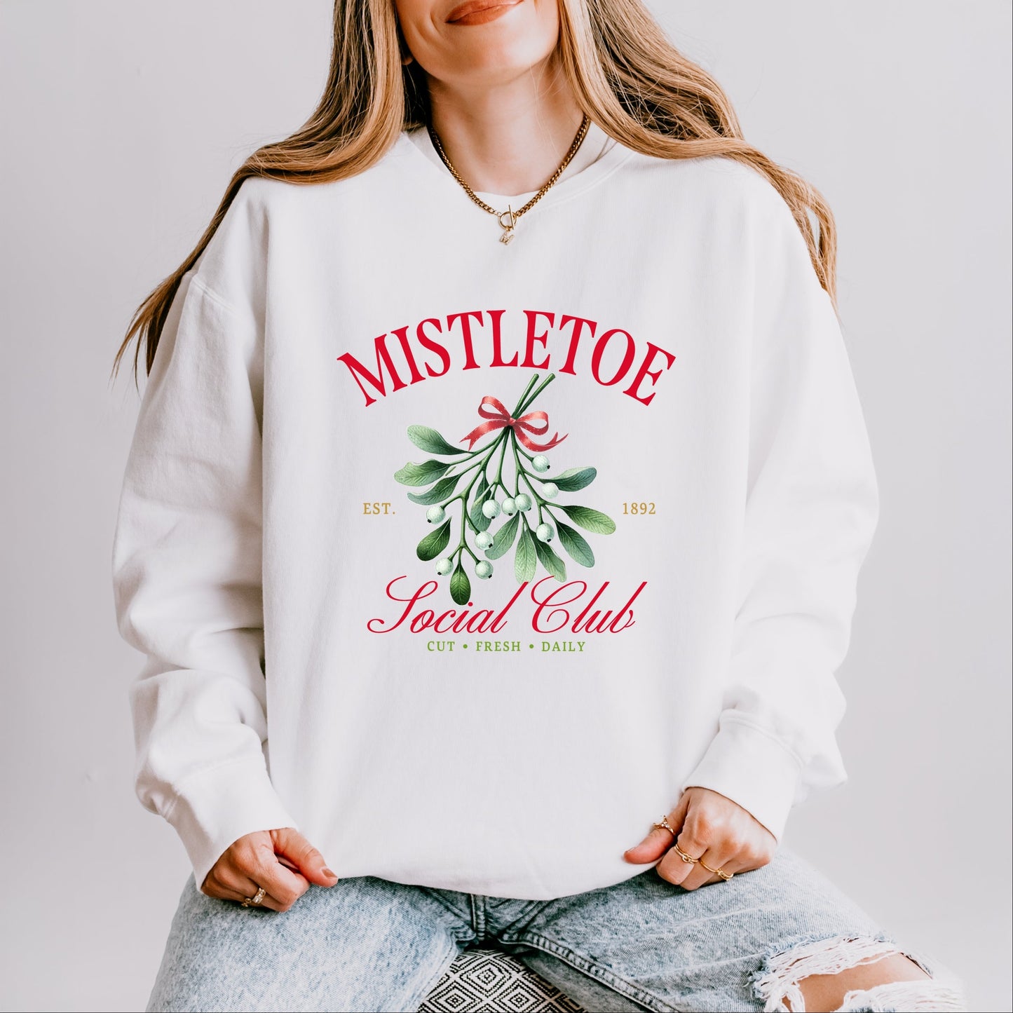 Mistletoe Social Club - Women's Lightweight Garment Dyed Sweatshirt