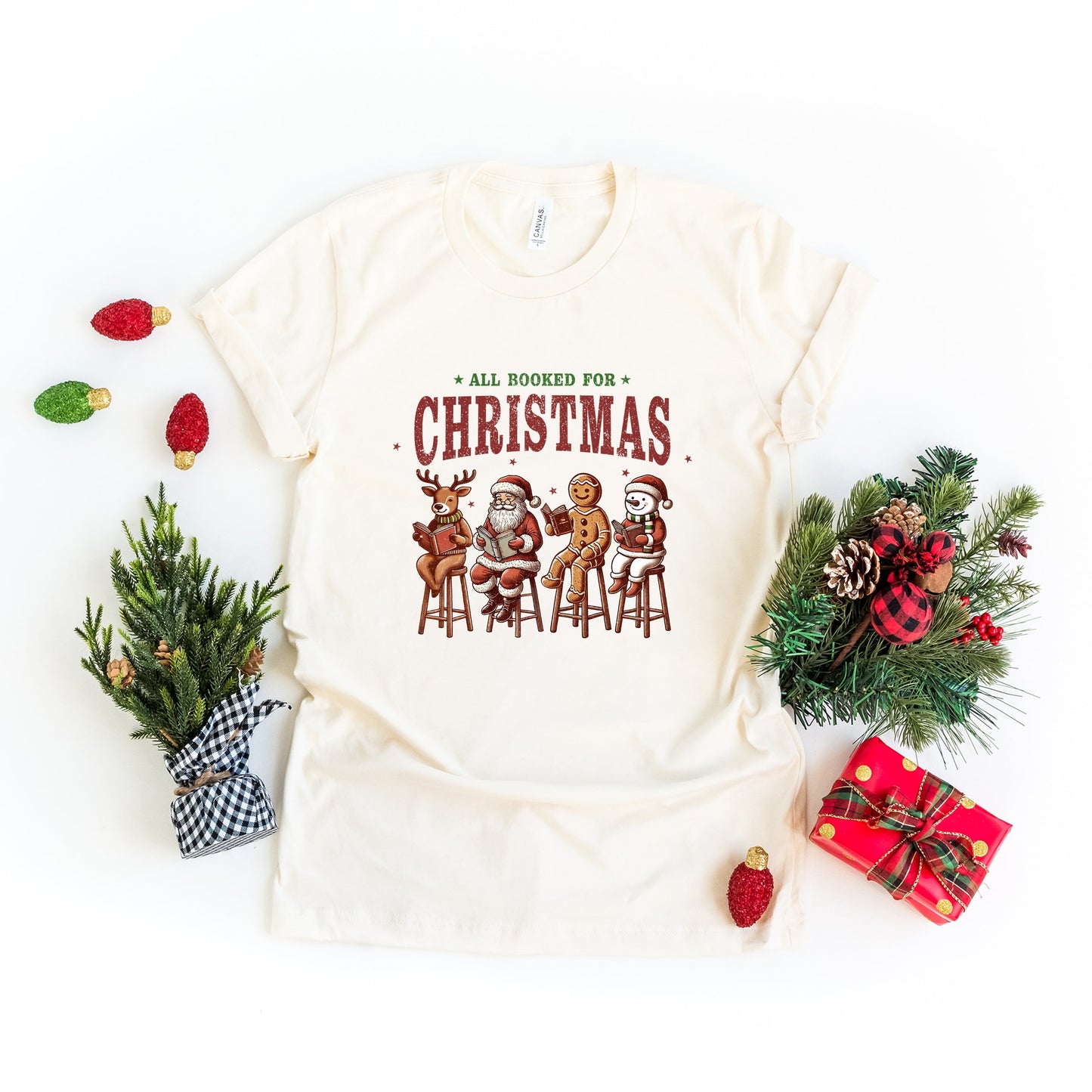 Booked For Christmas Stool - Women's Short Sleeve Graphic T-Shirt