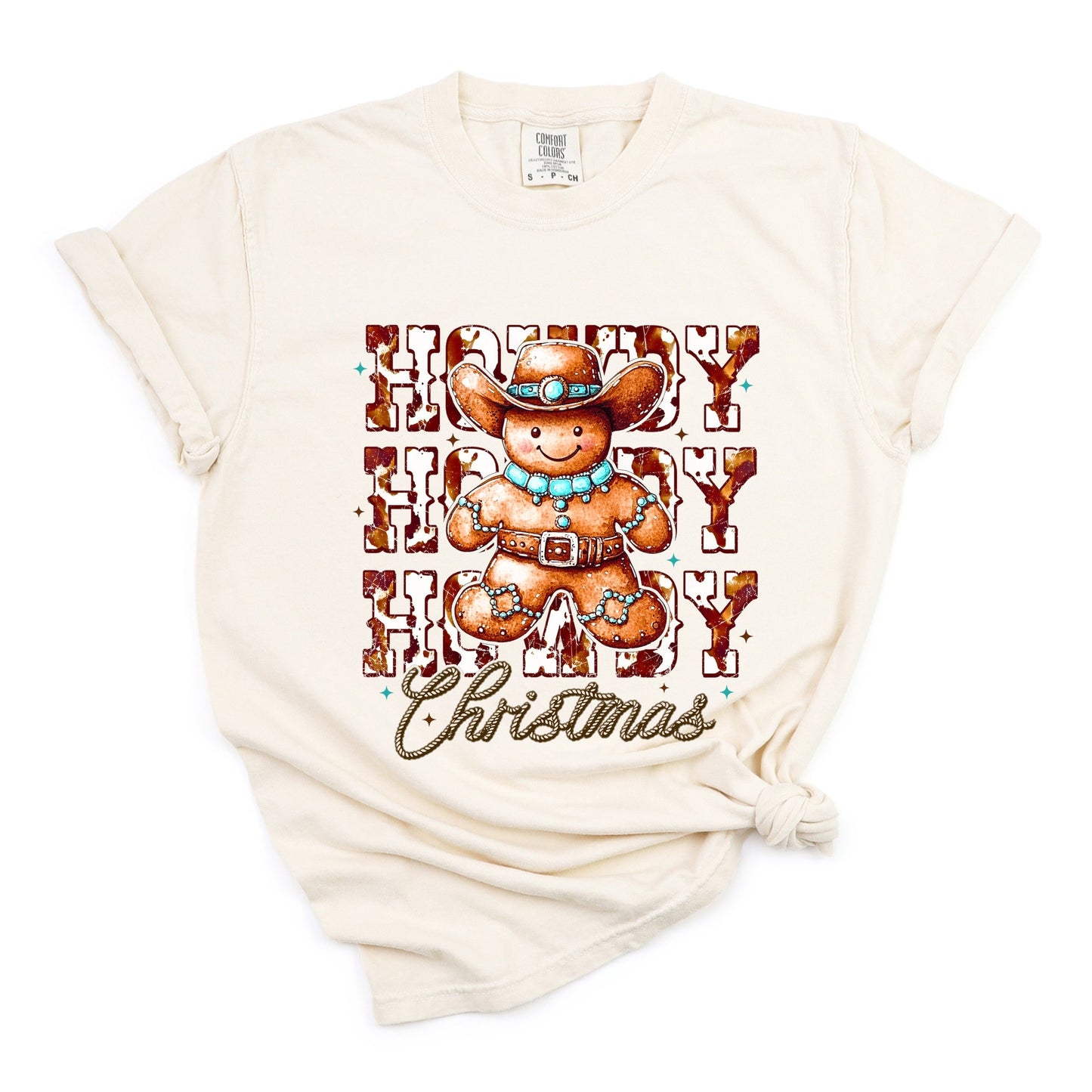 Howdy Gingerbread - Women's Garment Dyed Graphic T-Shirt