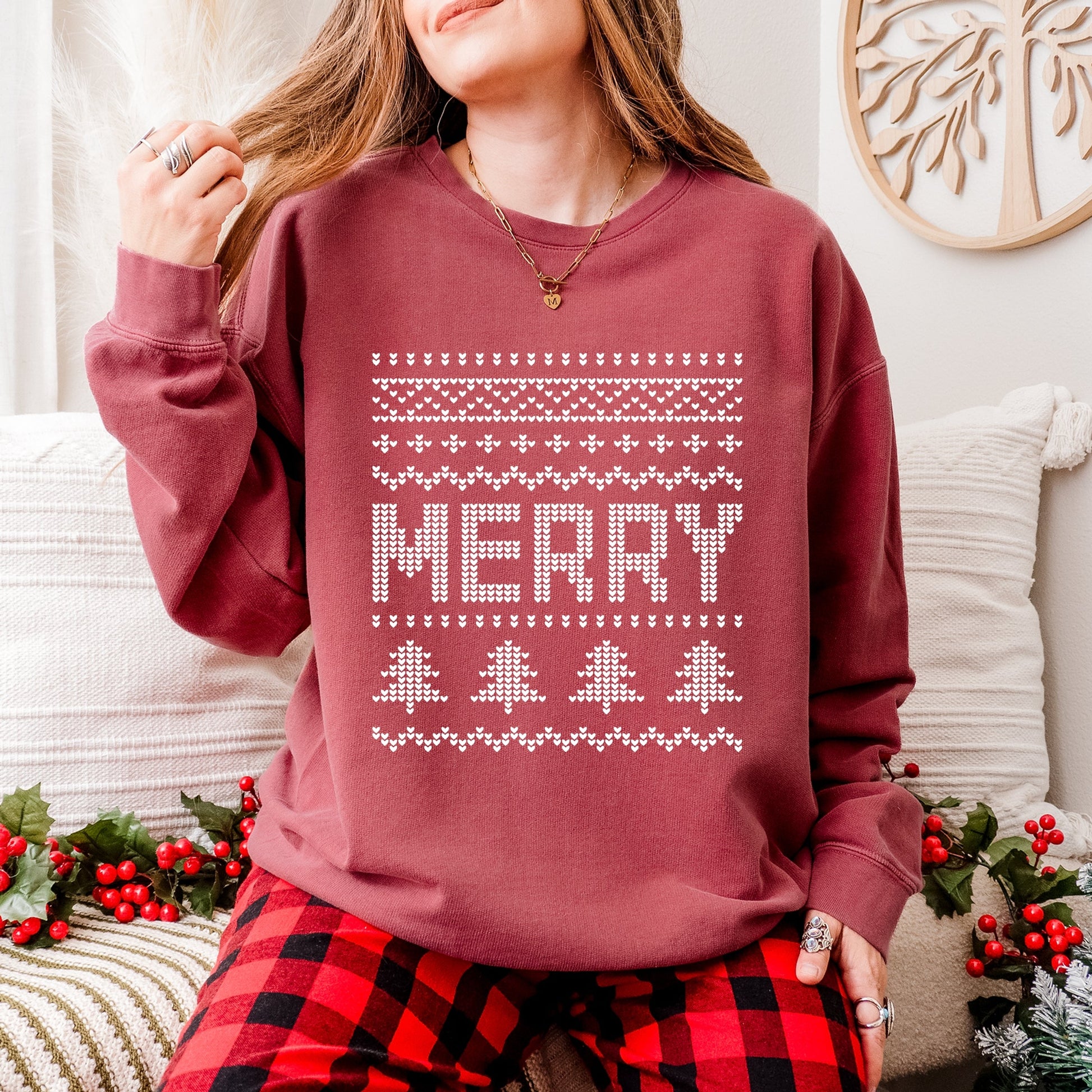 Ugly Sweater Merry - Women's Lightweight Garment Dyed Sweatshirt