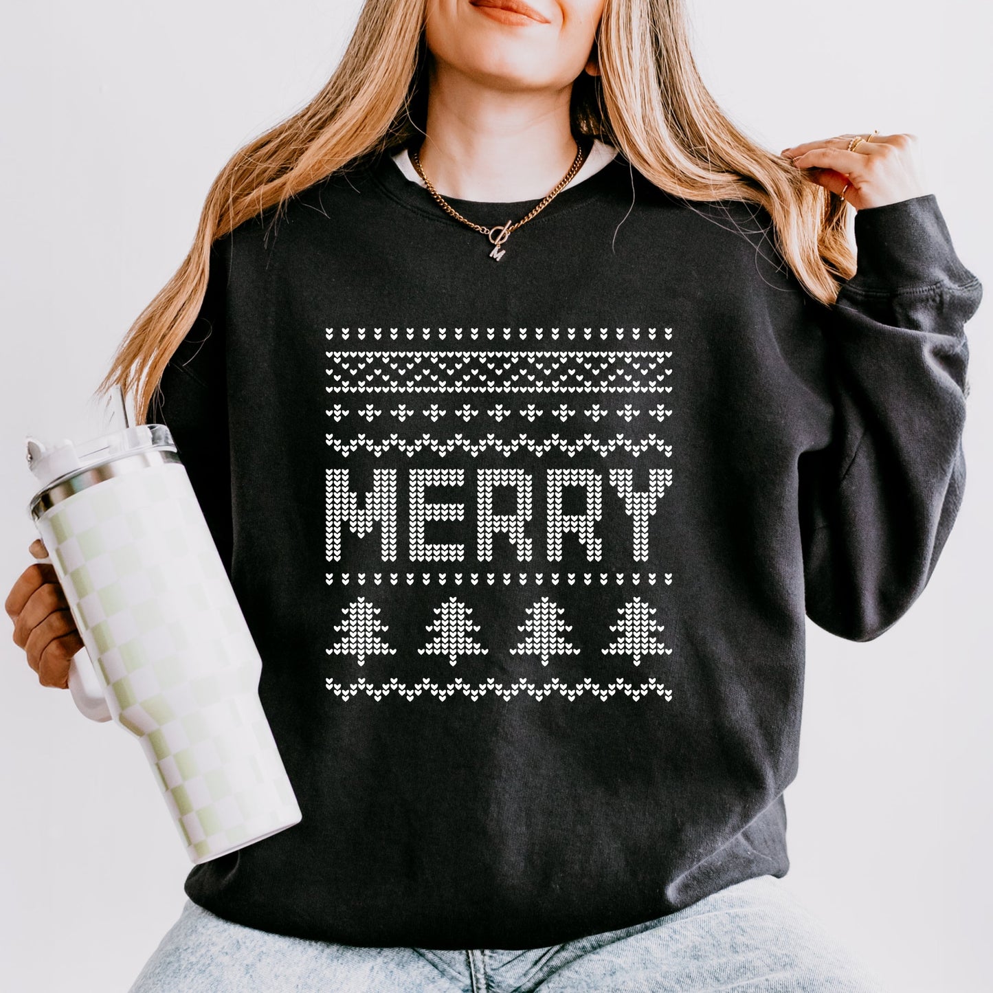 Ugly Sweater Merry - Women's Lightweight Garment Dyed Sweatshirt