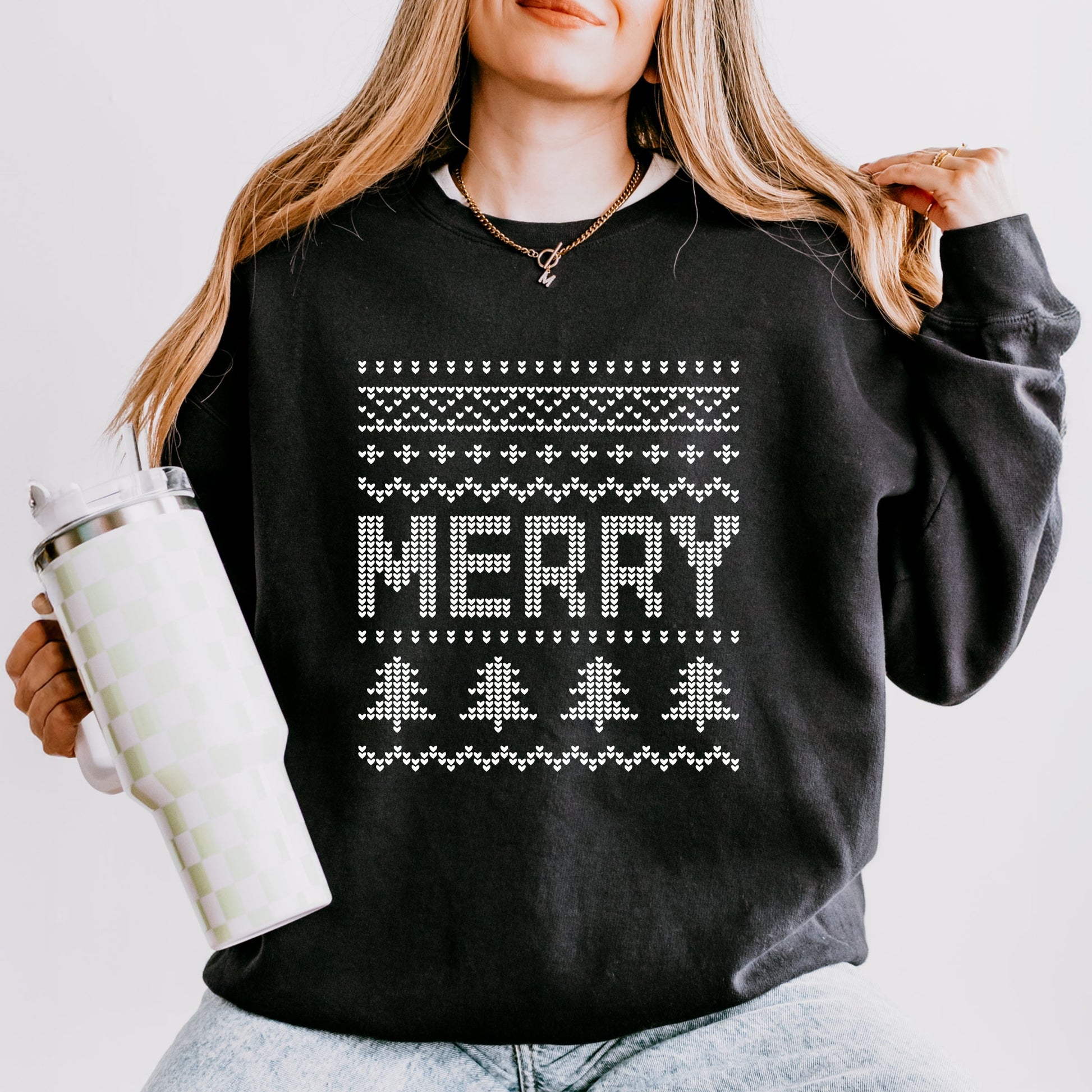 Ugly Sweater Merry - Women's Lightweight Garment Dyed Sweatshirt