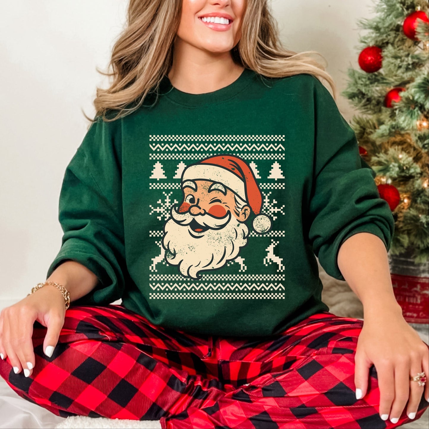 Ugly Sweater Santa Face -  Women's Sweatshirt