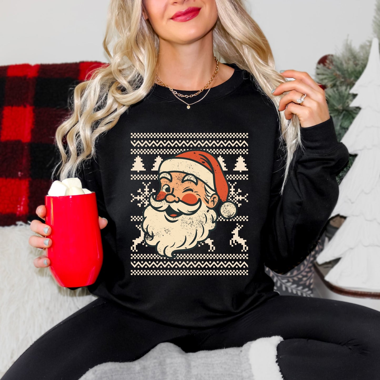 Ugly Sweater Santa Face -  Women's Sweatshirt
