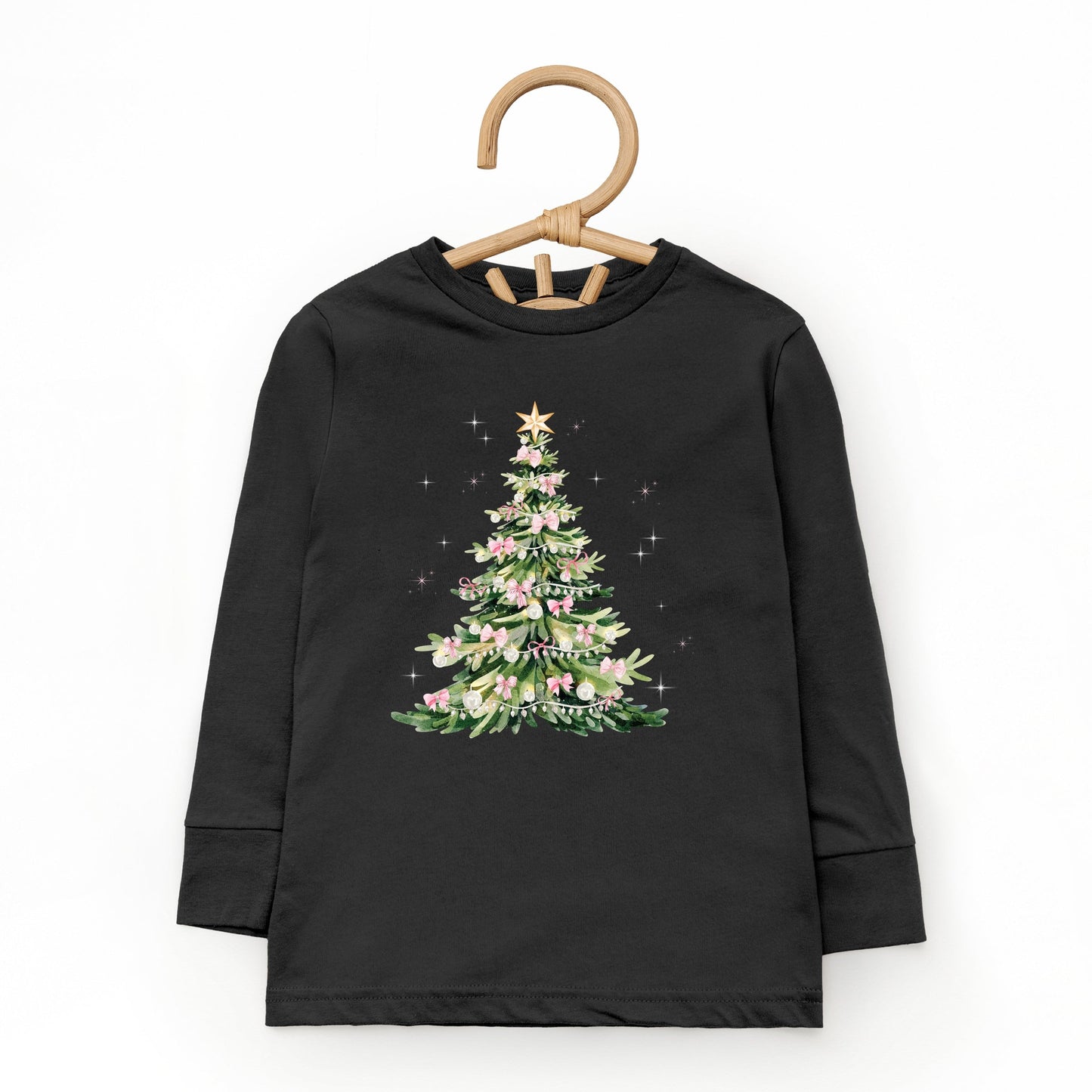 Watercolor Christmas Tree Sparkle - Toddler Long Sleeve Graphic Tee and Youth Long Sleeve Graphic T-Shirt