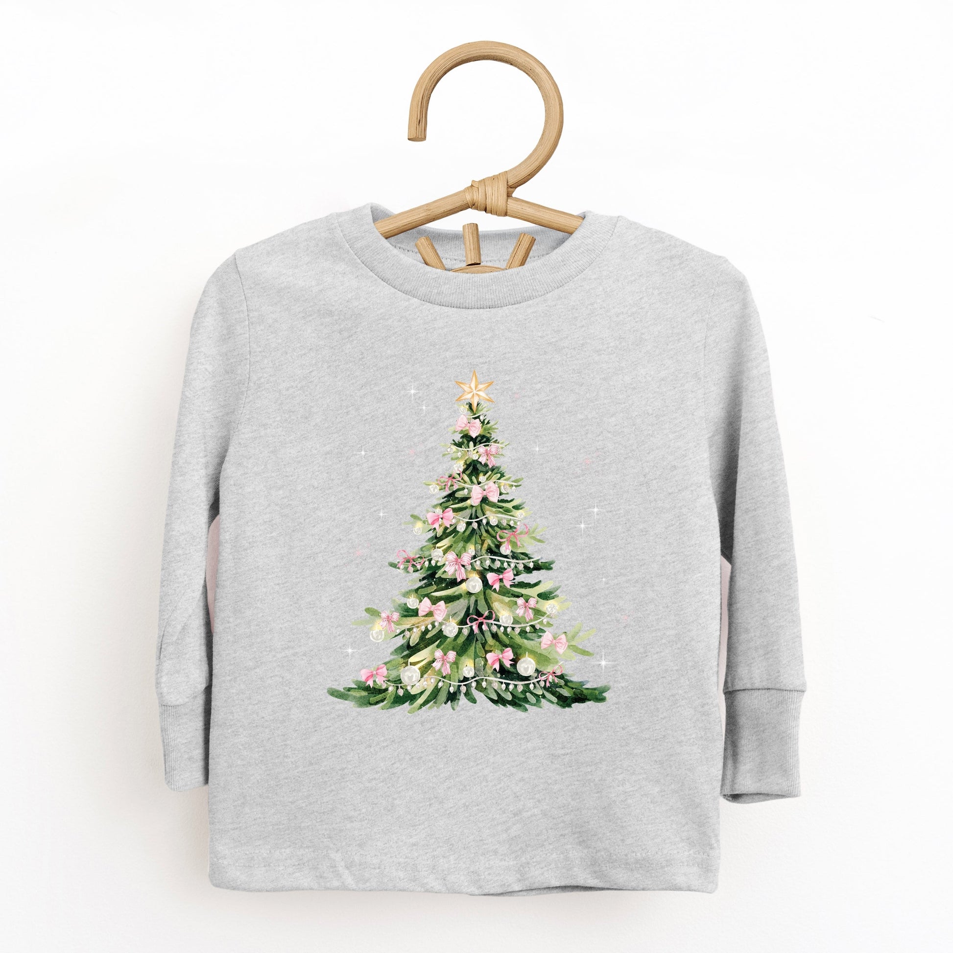 Watercolor Christmas Tree Sparkle - Toddler Long Sleeve Graphic Tee and Youth Long Sleeve Graphic T-Shirt