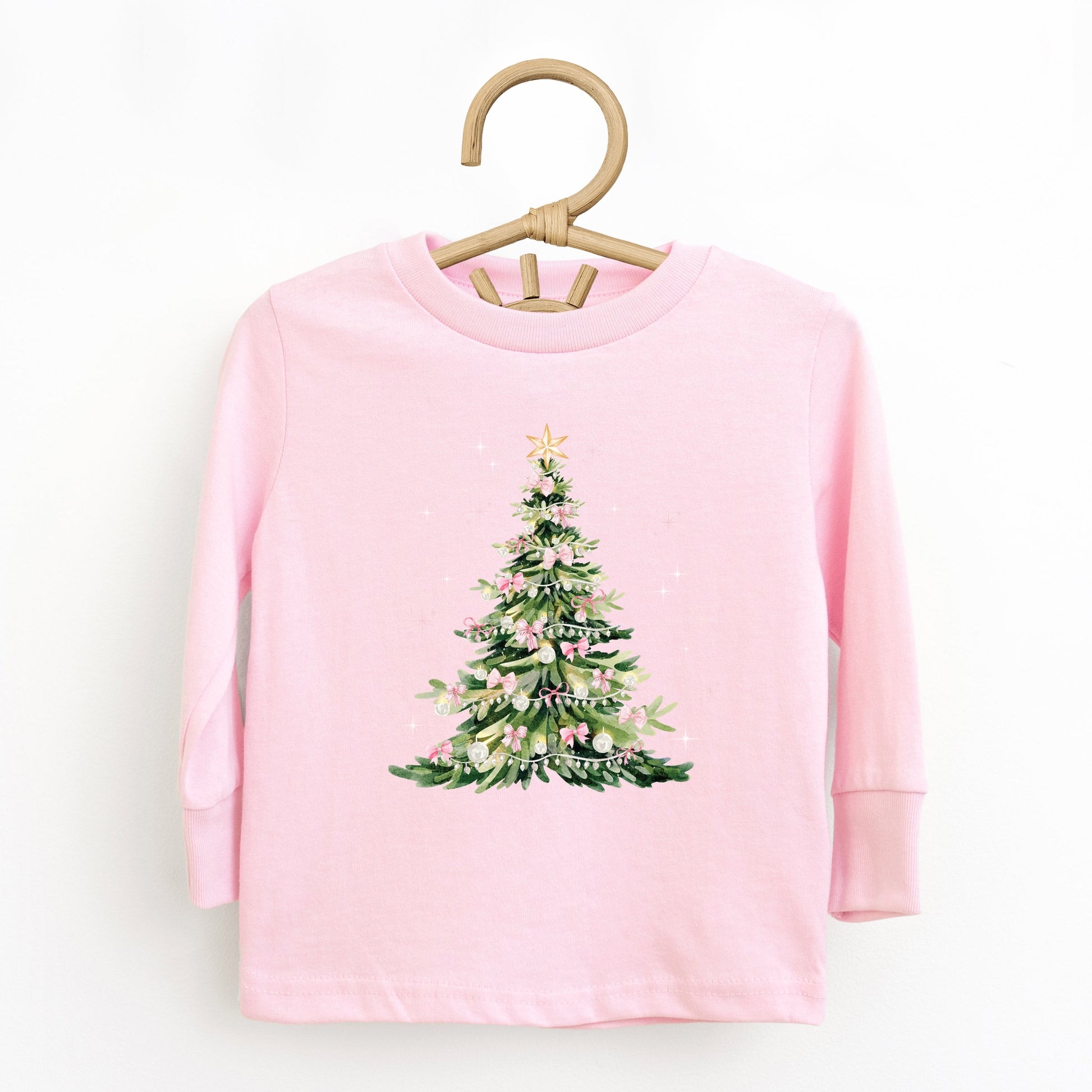Watercolor Christmas Tree Sparkle - Toddler Long Sleeve Graphic Tee and Youth Long Sleeve Graphic T-Shirt