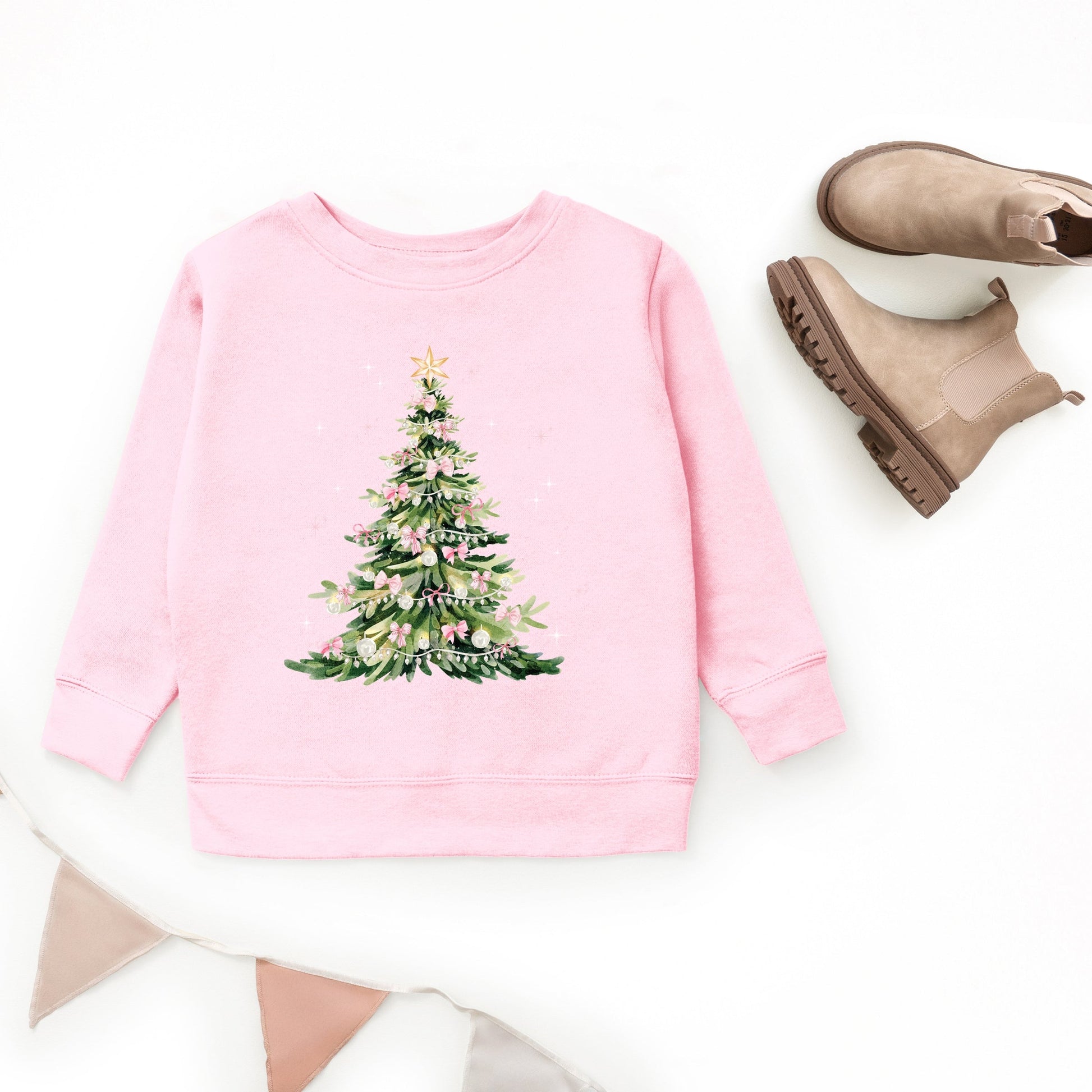 Watercolor Christmas Tree Sparkle - Toddler Graphic Sweatshirt and Youth Graphic Sweatshirt