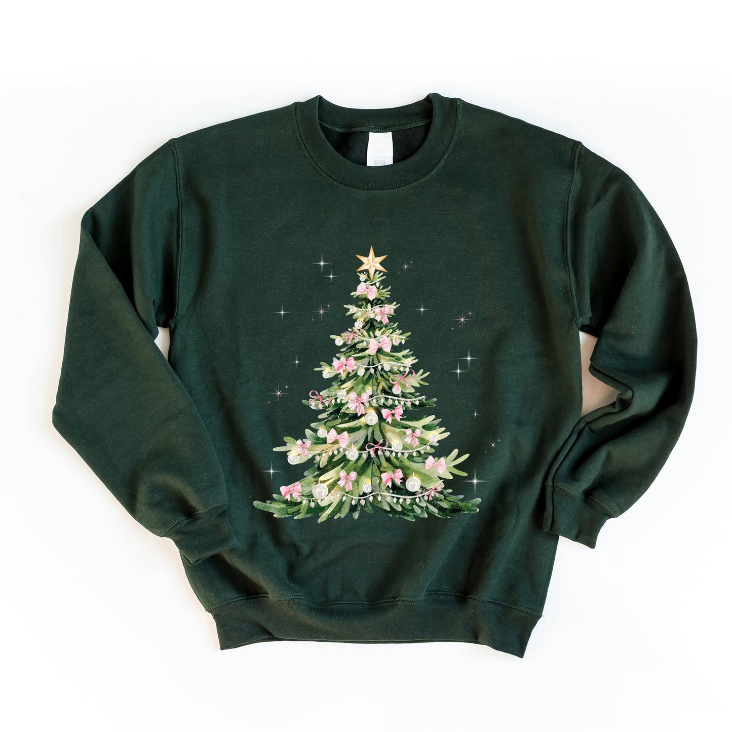 Watercolor Christmas Tree Sparkle -  Womens Sweatshirt