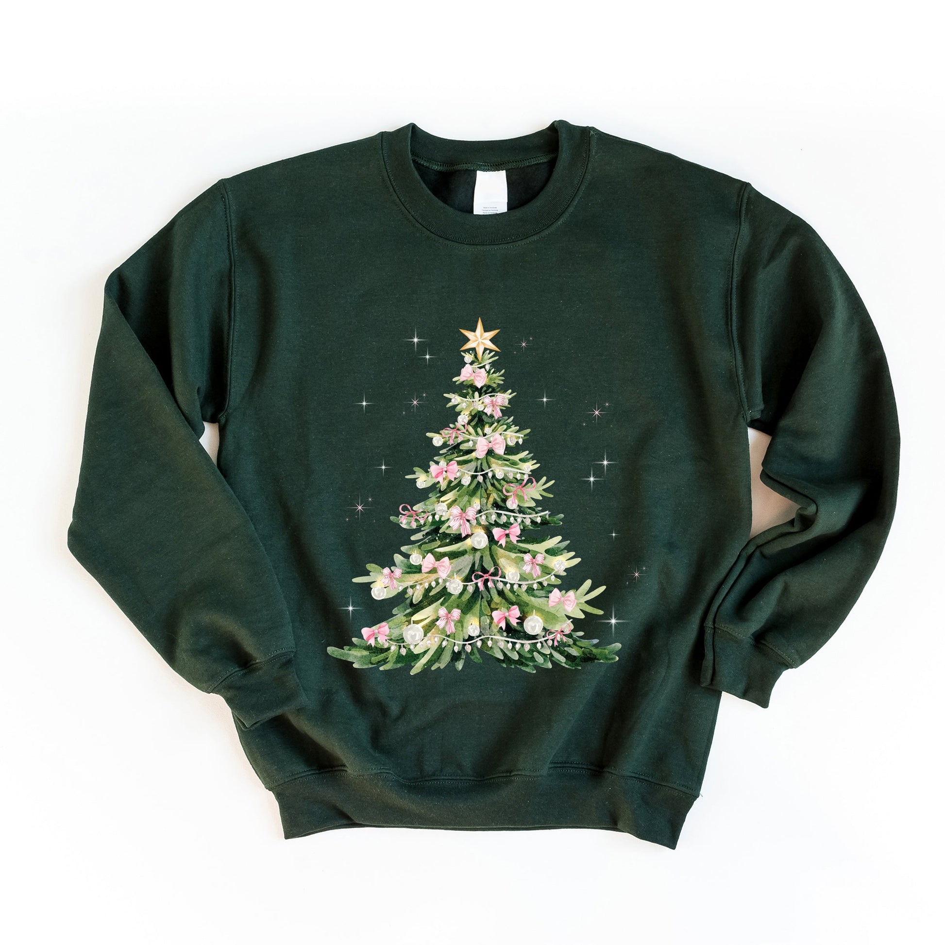 Watercolor Christmas Tree Sparkle -  Womens Sweatshirt