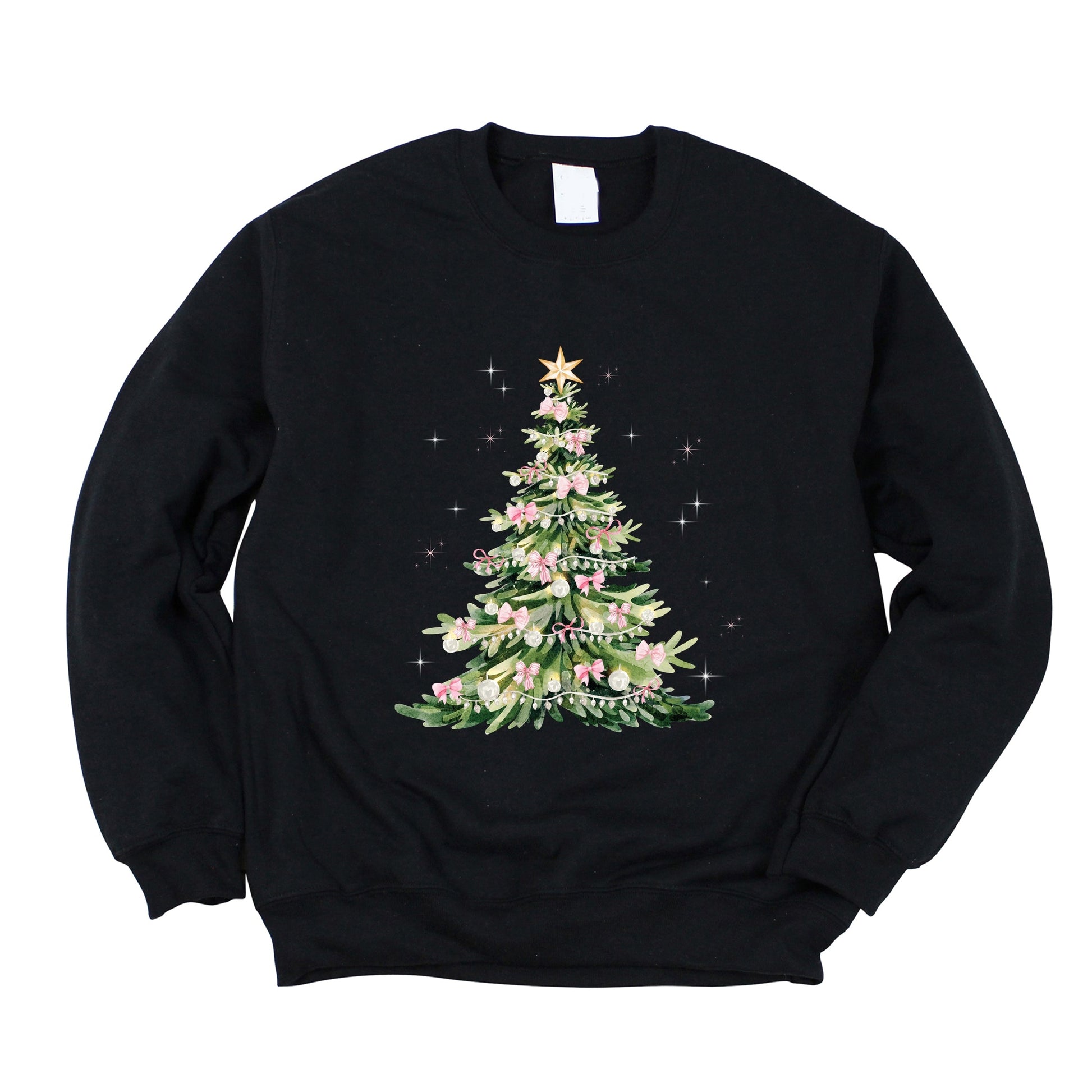 Watercolor Christmas Tree Sparkle -  Womens Sweatshirt