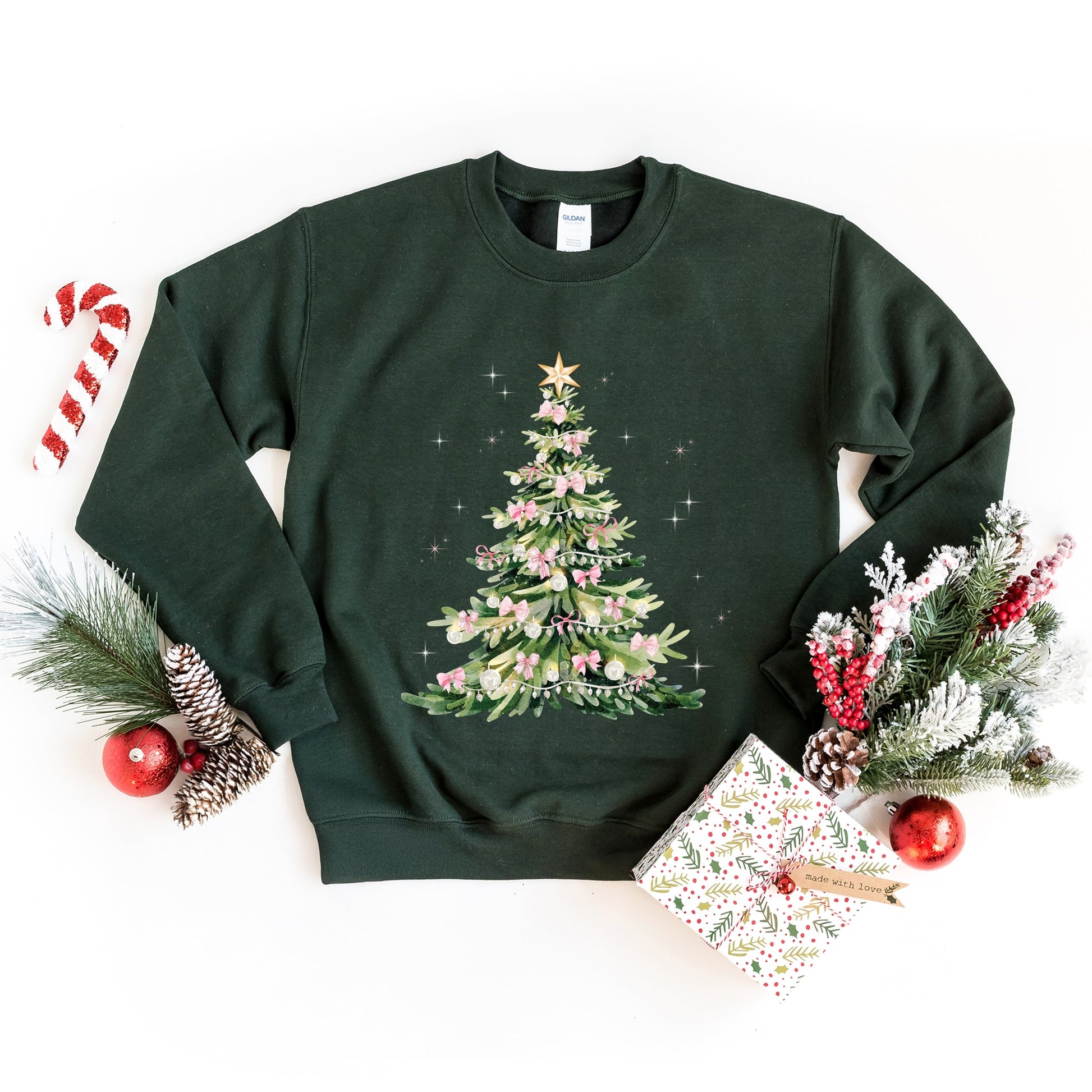 Watercolor Christmas Tree Sparkle -  Womens Sweatshirt