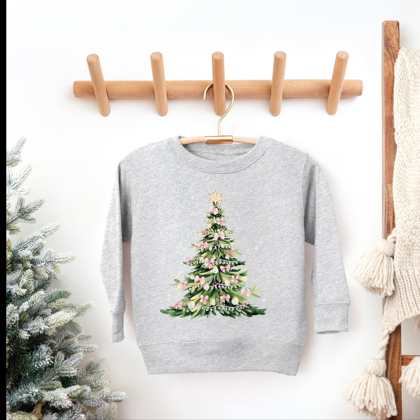 Watercolor Christmas Tree Sparkle - Toddler Graphic Sweatshirt and Youth Graphic Sweatshirt