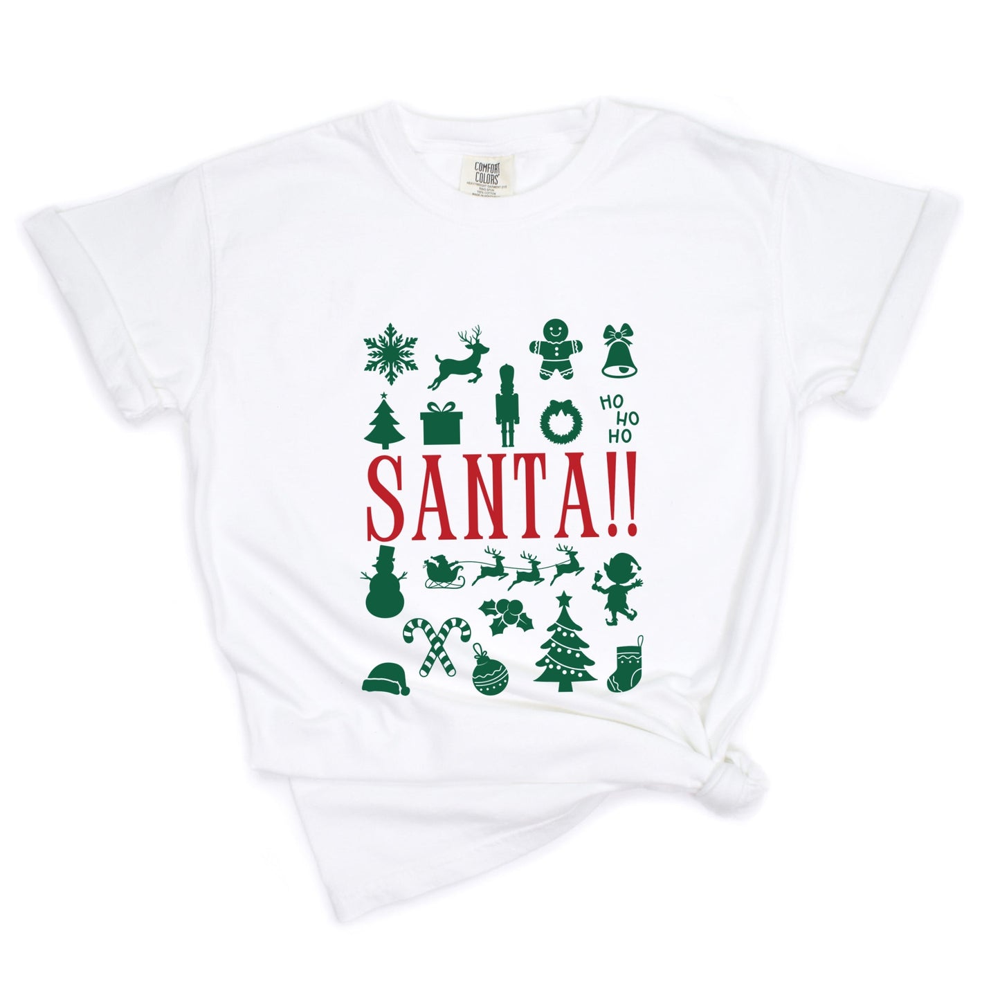 Santa Christmas Icons - Womens Garment Dyed Tee