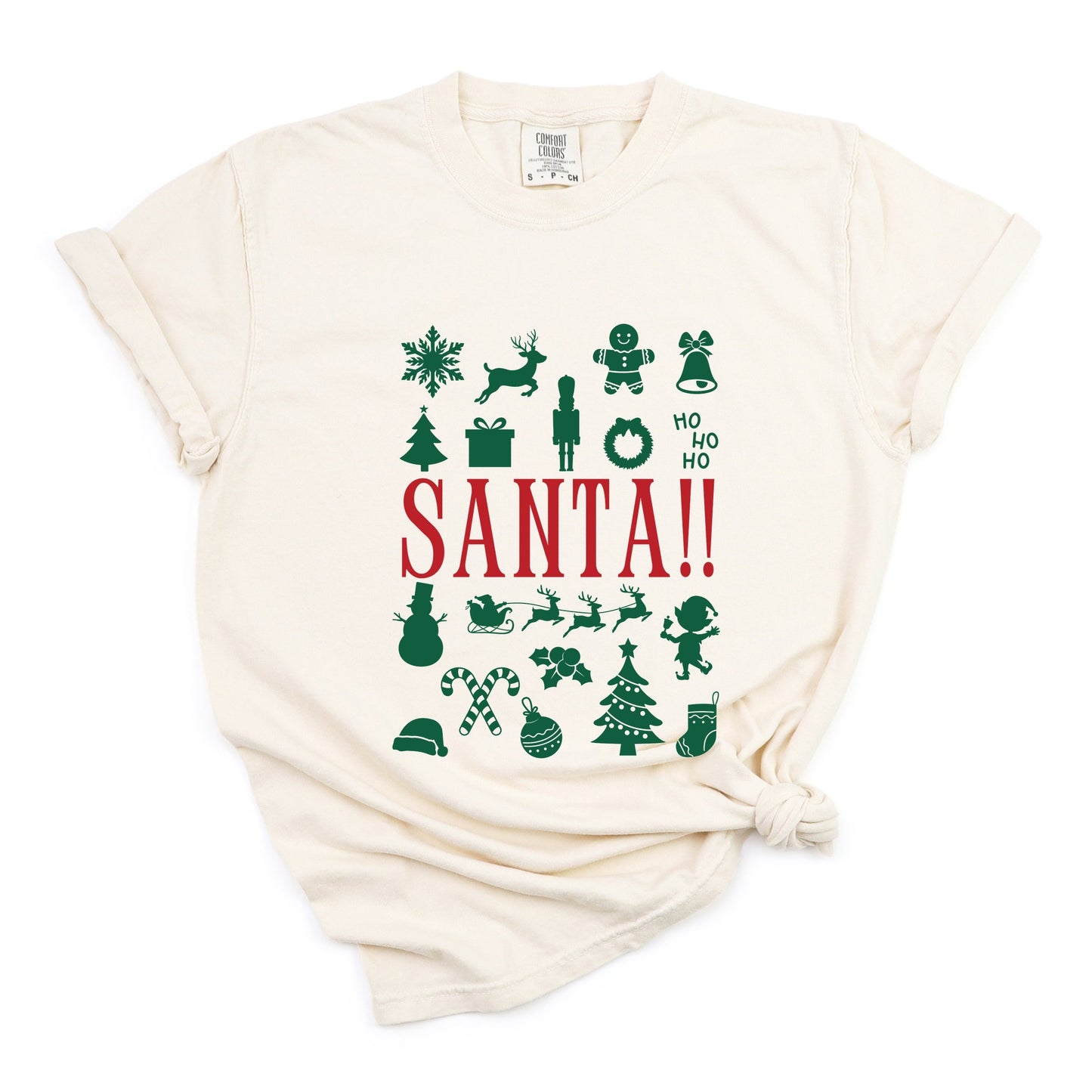 Santa Christmas Icons - Women's Garment Dyed Tee