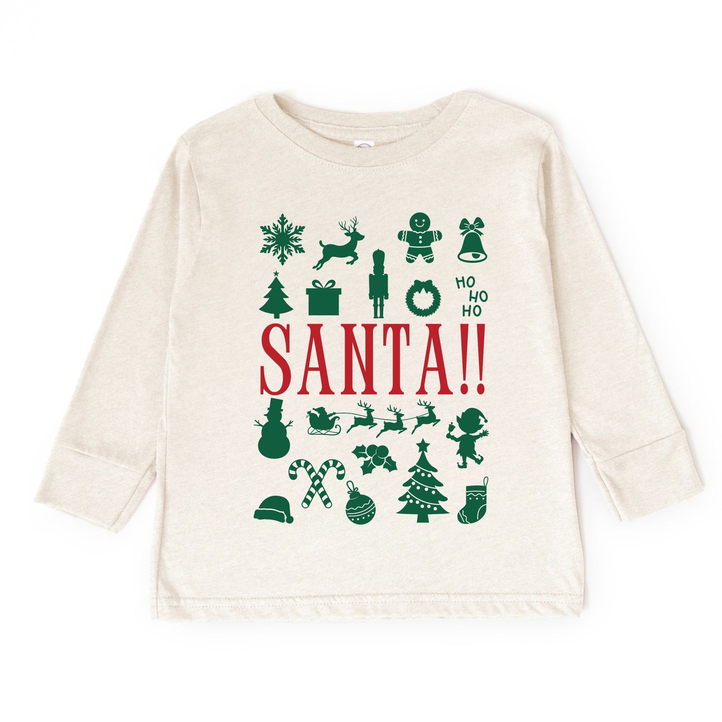 Santa Christmas Icons - Toddler Long Sleeve Graphic Tee and Youth Long Sleeve Graphic T-Shirt