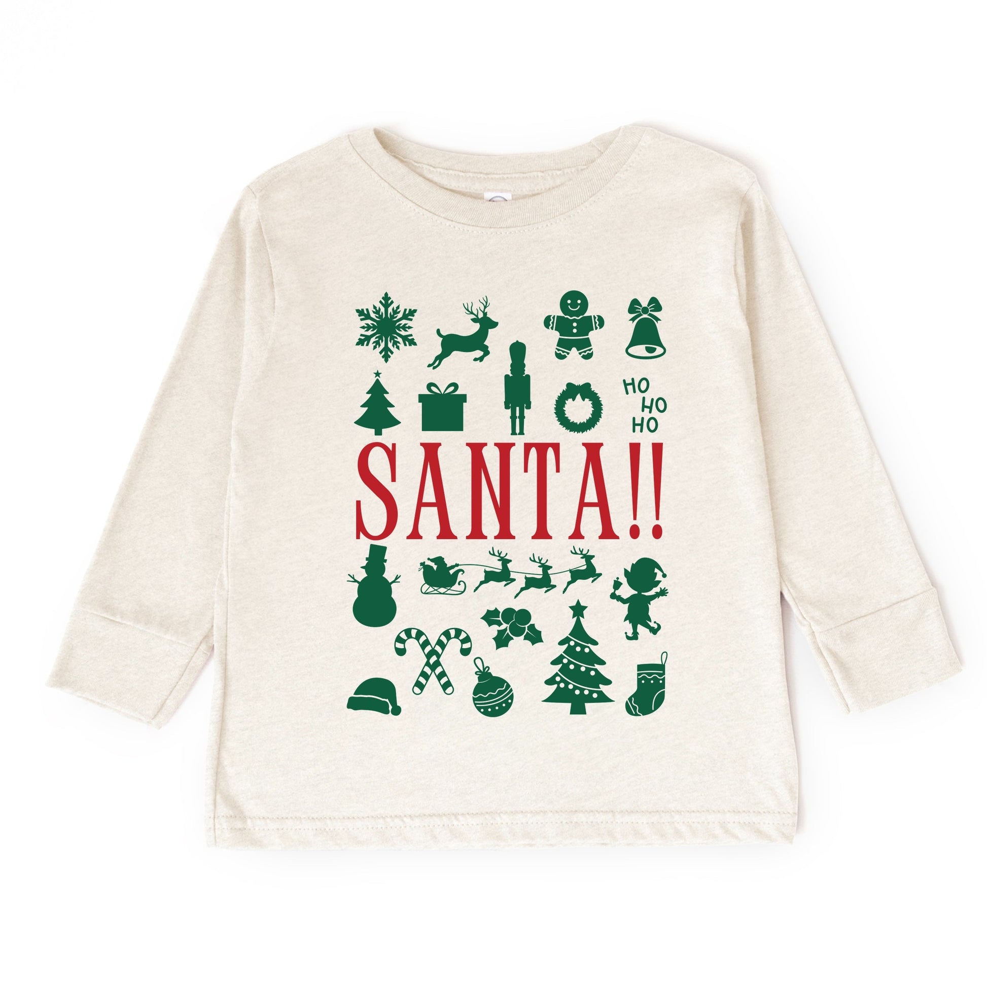 Santa Christmas Icons - Toddler Long Sleeve Graphic Tee and Youth Long Sleeve Graphic T-Shirt