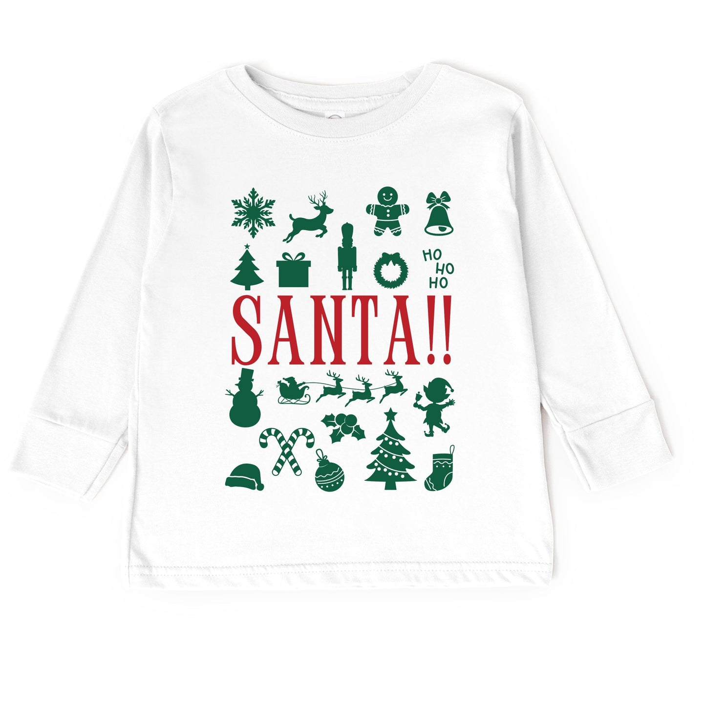 Santa Christmas Icons - Toddler Long Sleeve Graphic Tee and Youth Long Sleeve Graphic T-Shirt