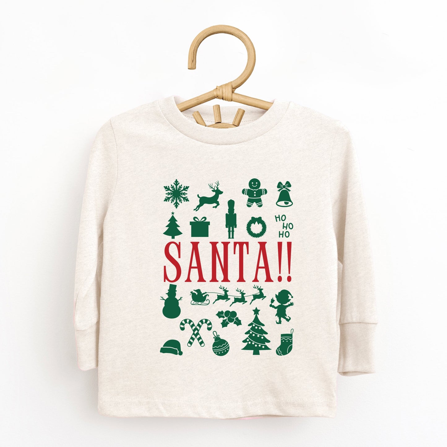 Santa Christmas Icons - Toddler Long Sleeve Graphic Tee and Youth Long Sleeve Graphic T-Shirt