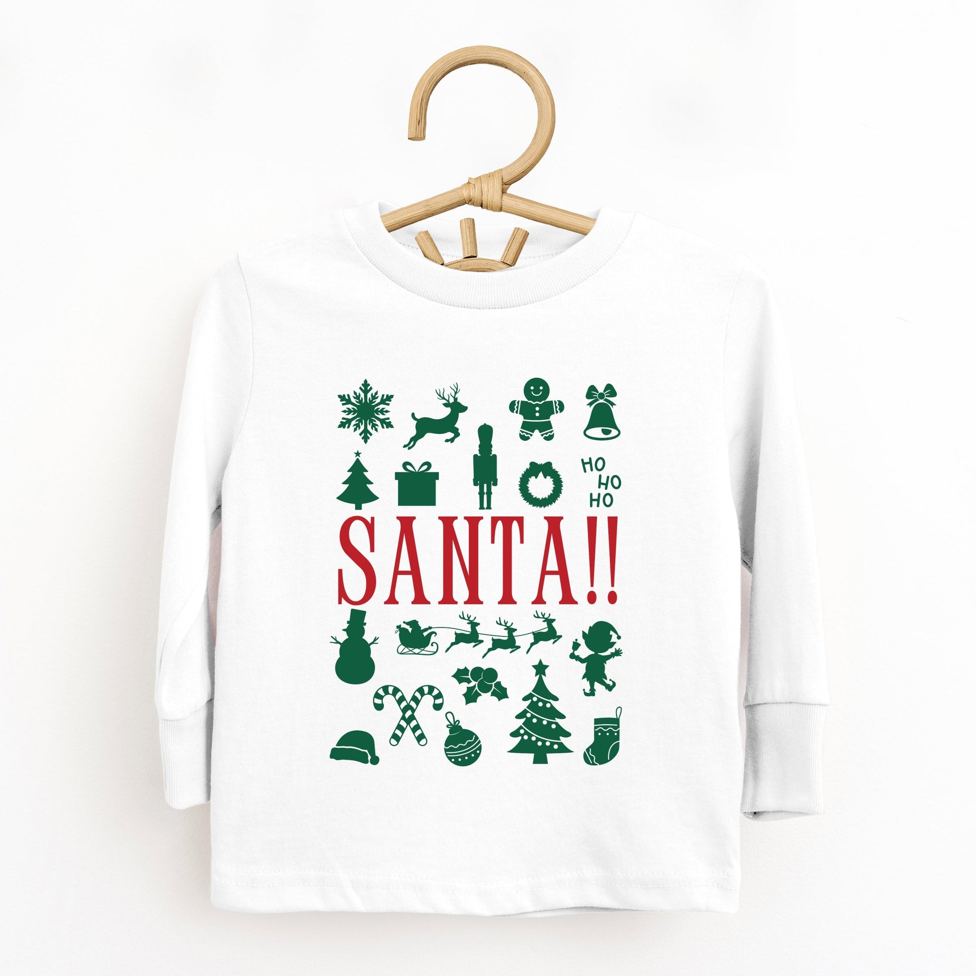 Santa Christmas Icons - Toddler Long Sleeve Graphic Tee and Youth Long Sleeve Graphic T-Shirt