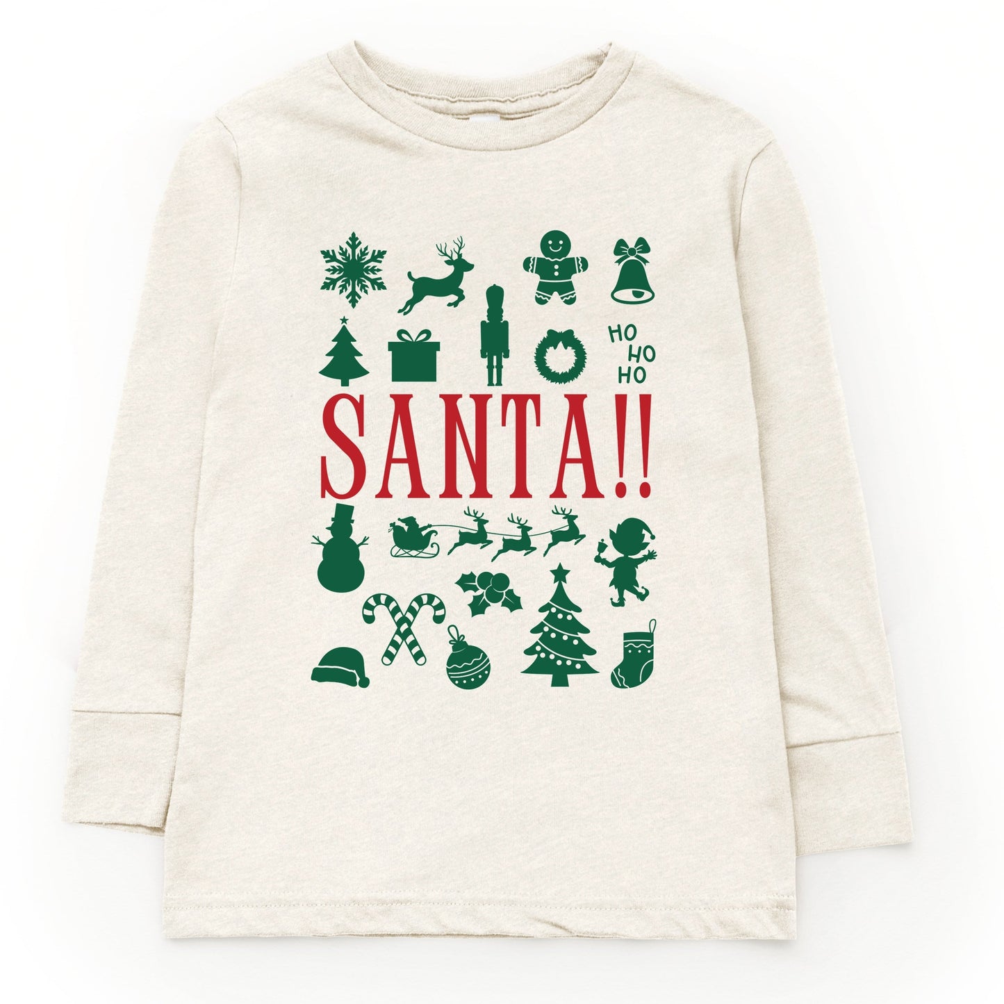 Santa Christmas Icons - Toddler Long Sleeve Graphic Tee and Youth Long Sleeve Graphic T-Shirt