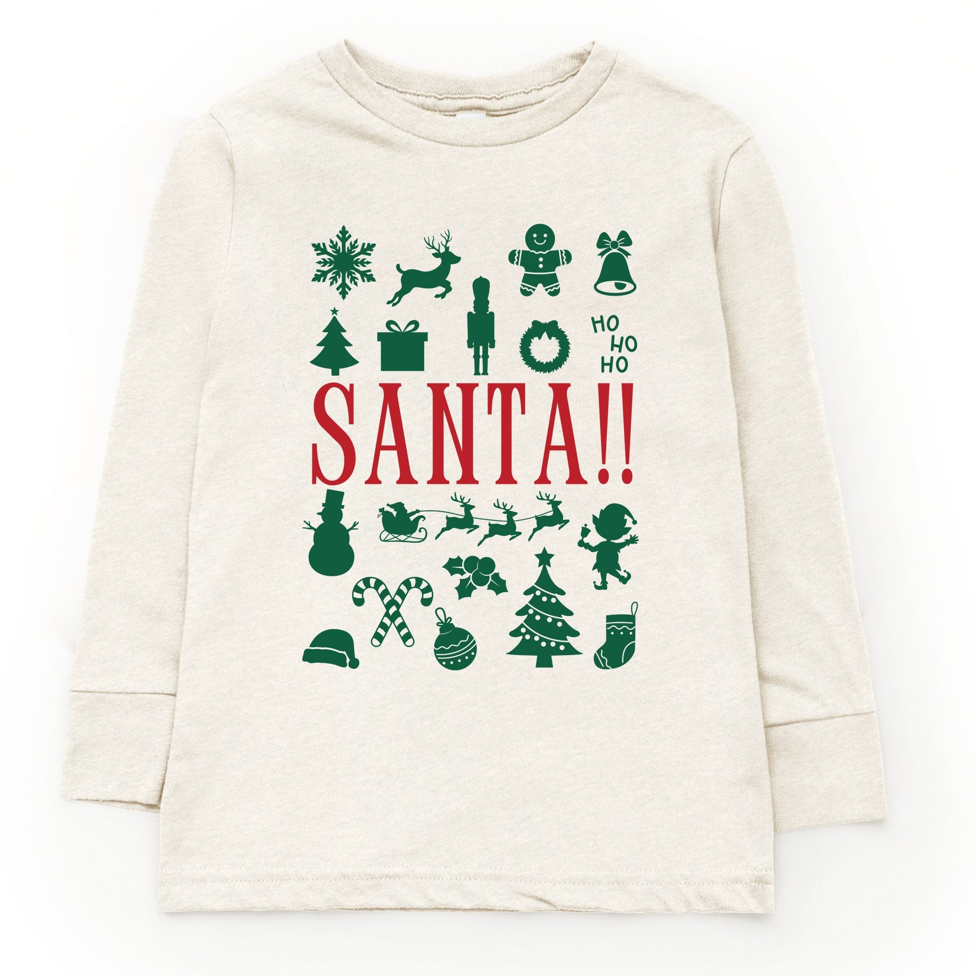 Santa Christmas Icons - Toddler Long Sleeve Graphic Tee and Youth Long Sleeve Graphic T-Shirt
