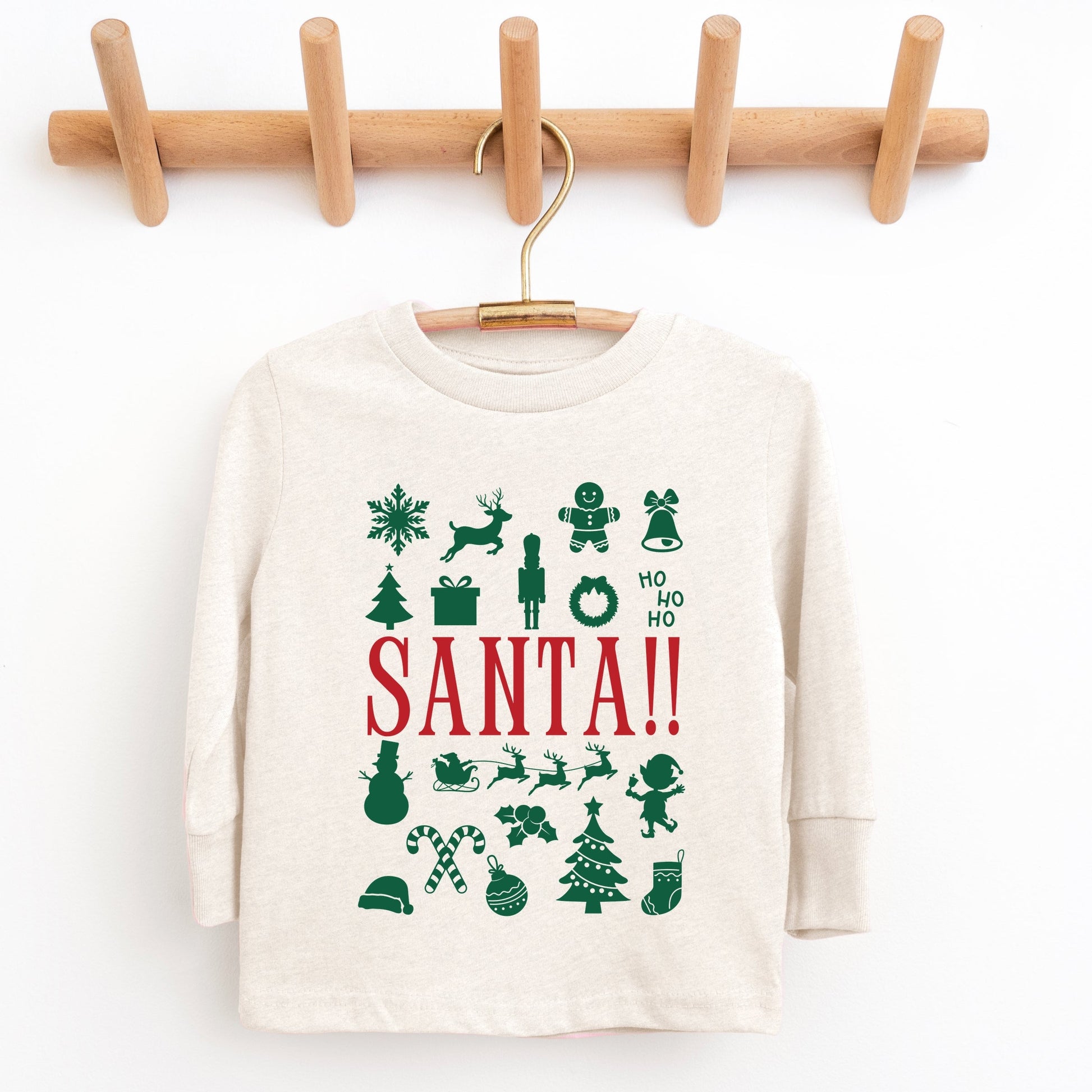 Santa Christmas Icons - Toddler Long Sleeve Graphic Tee and Youth Long Sleeve Graphic T-Shirt