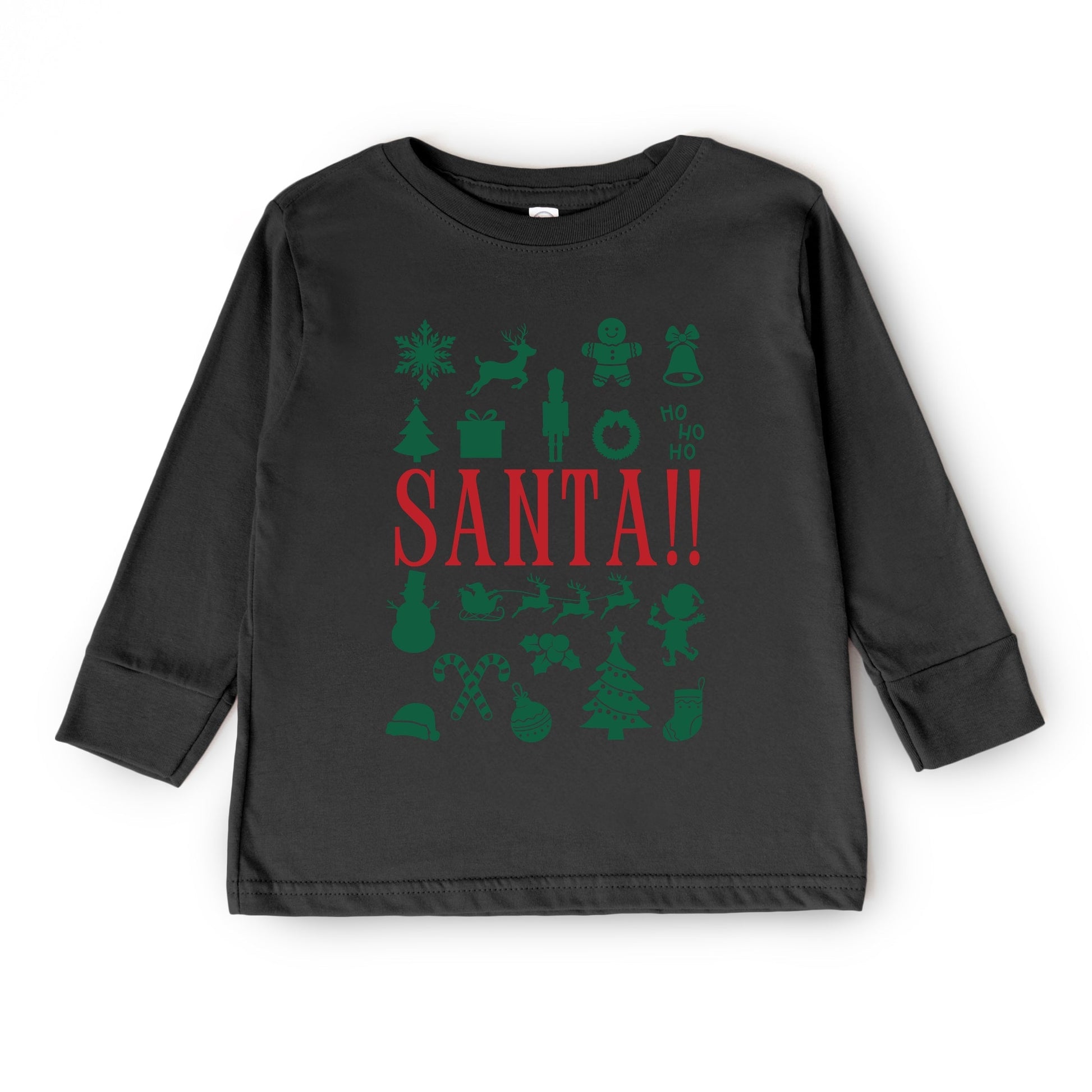 Santa Christmas Icons - Toddler Long Sleeve Graphic Tee and Youth Long Sleeve Graphic T-Shirt
