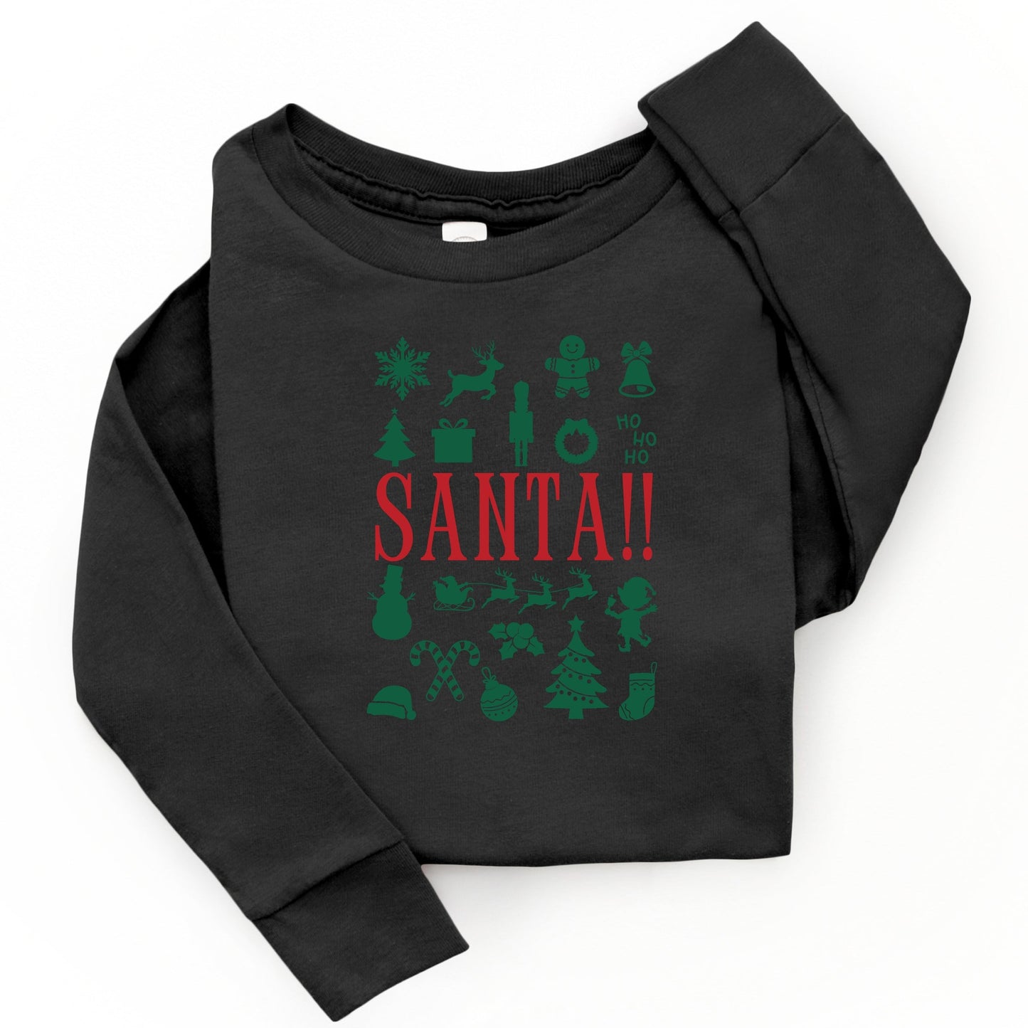 Santa Christmas Icons - Toddler Long Sleeve Graphic Tee and Youth Long Sleeve Graphic T-Shirt