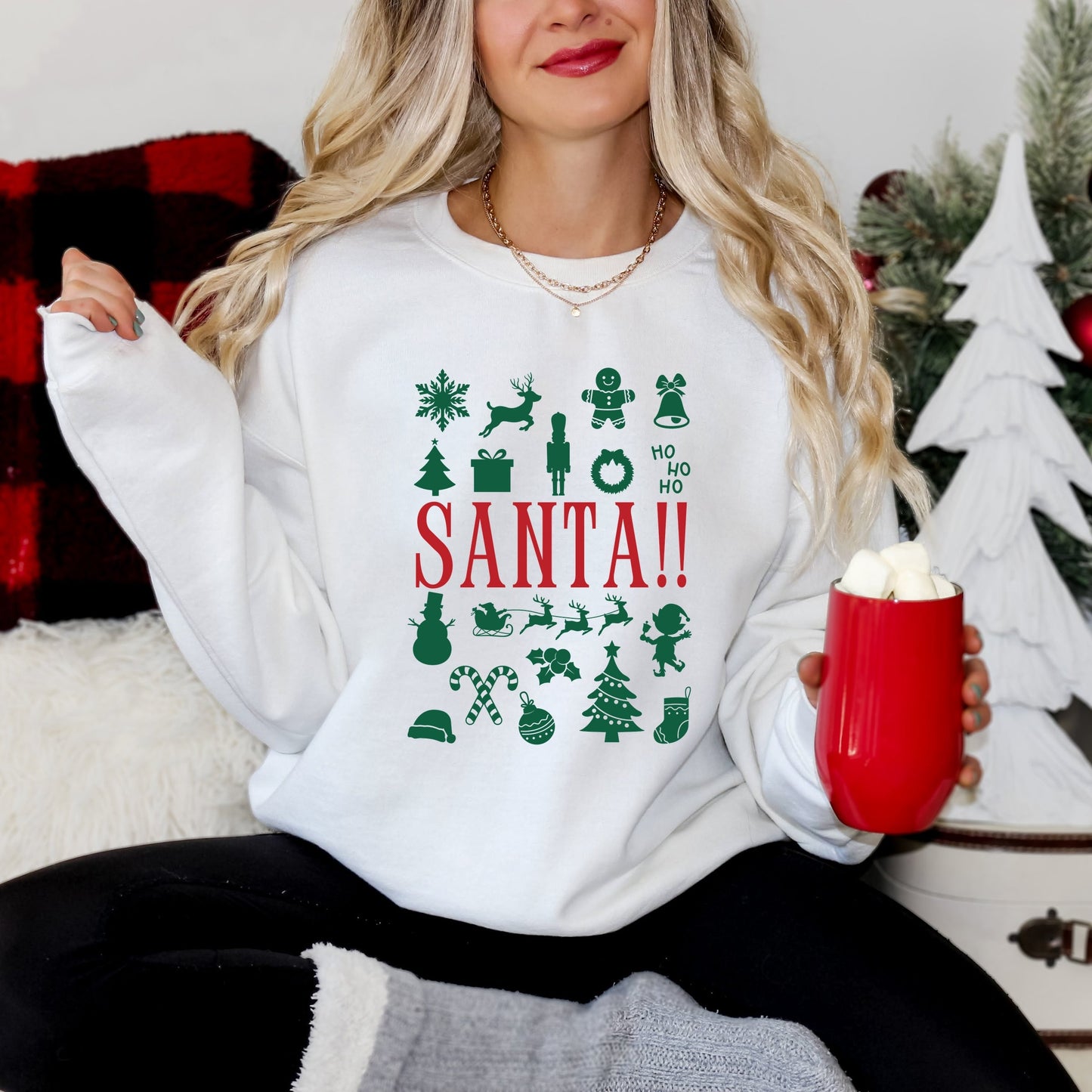 Santa Christmas Icons -  Womens Sweatshirt