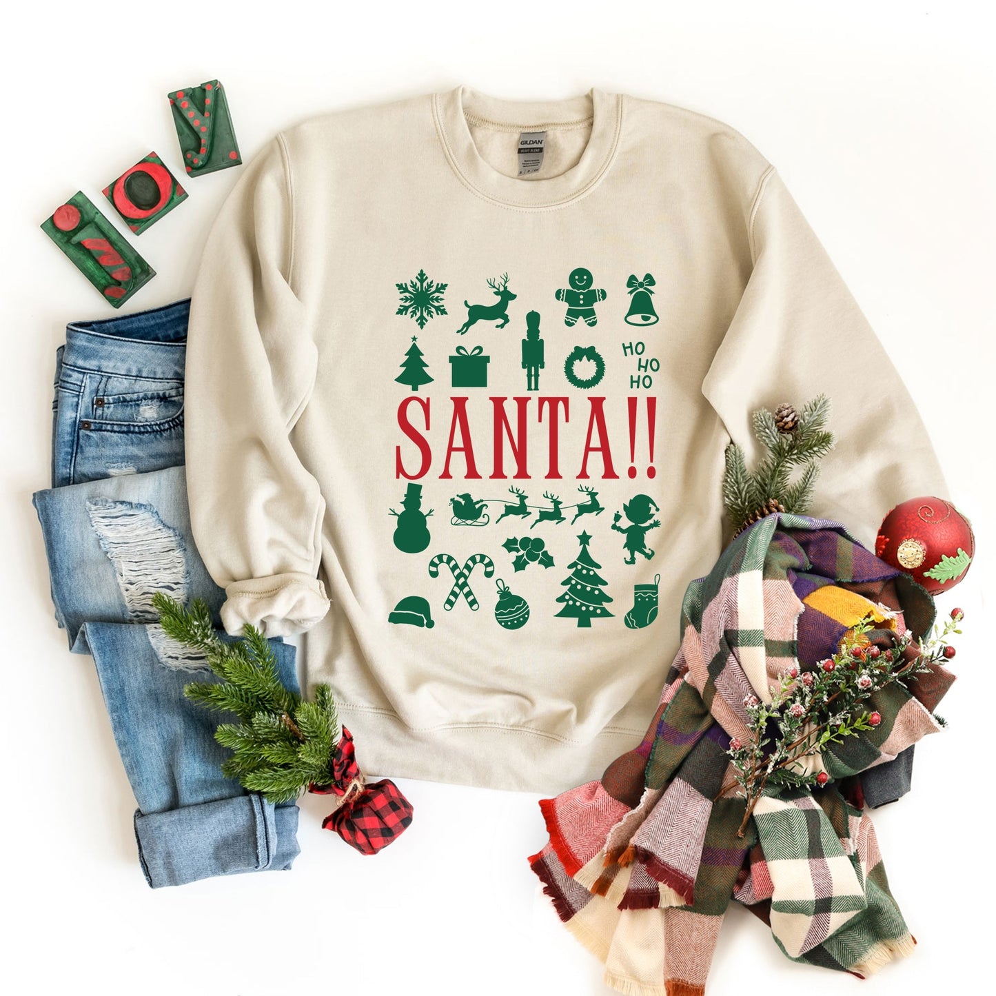 Santa Christmas Icons -  Womens Sweatshirt