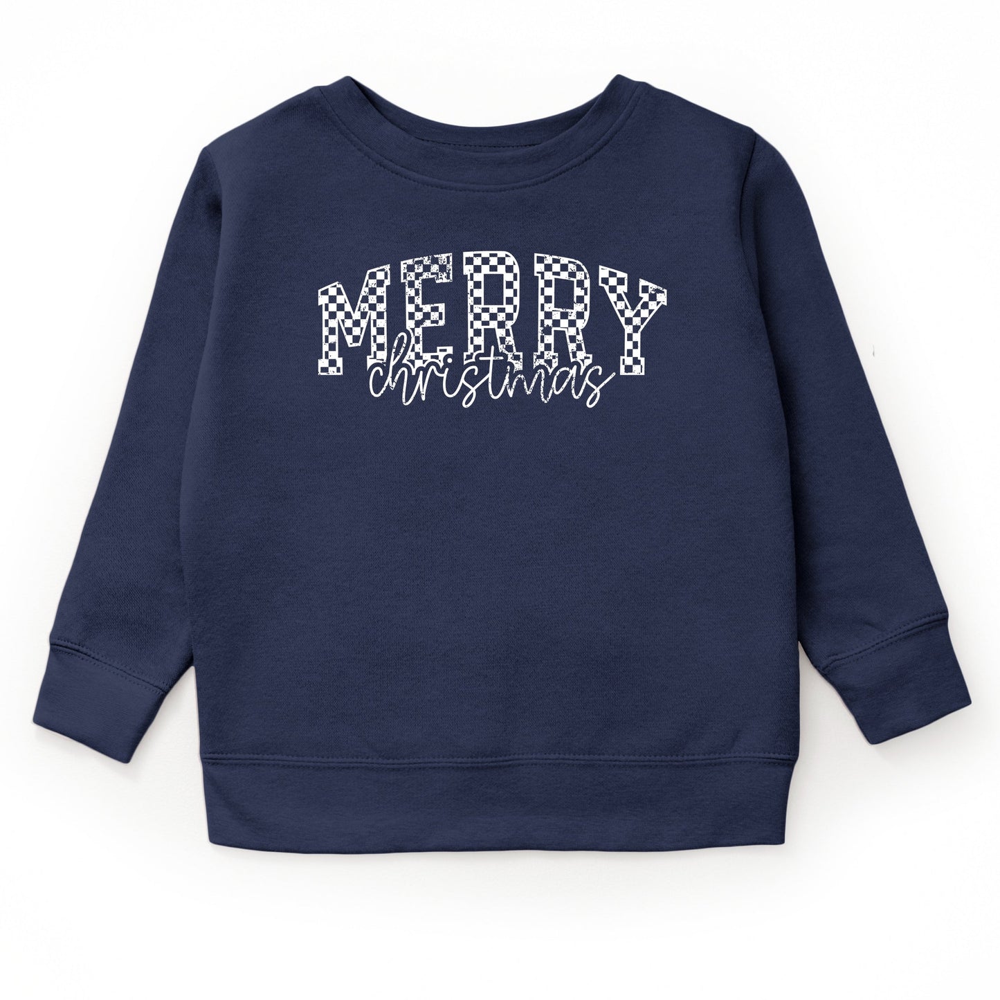 Merry Christmas Varsity Checkered - Youth Graphic Sweatshirt