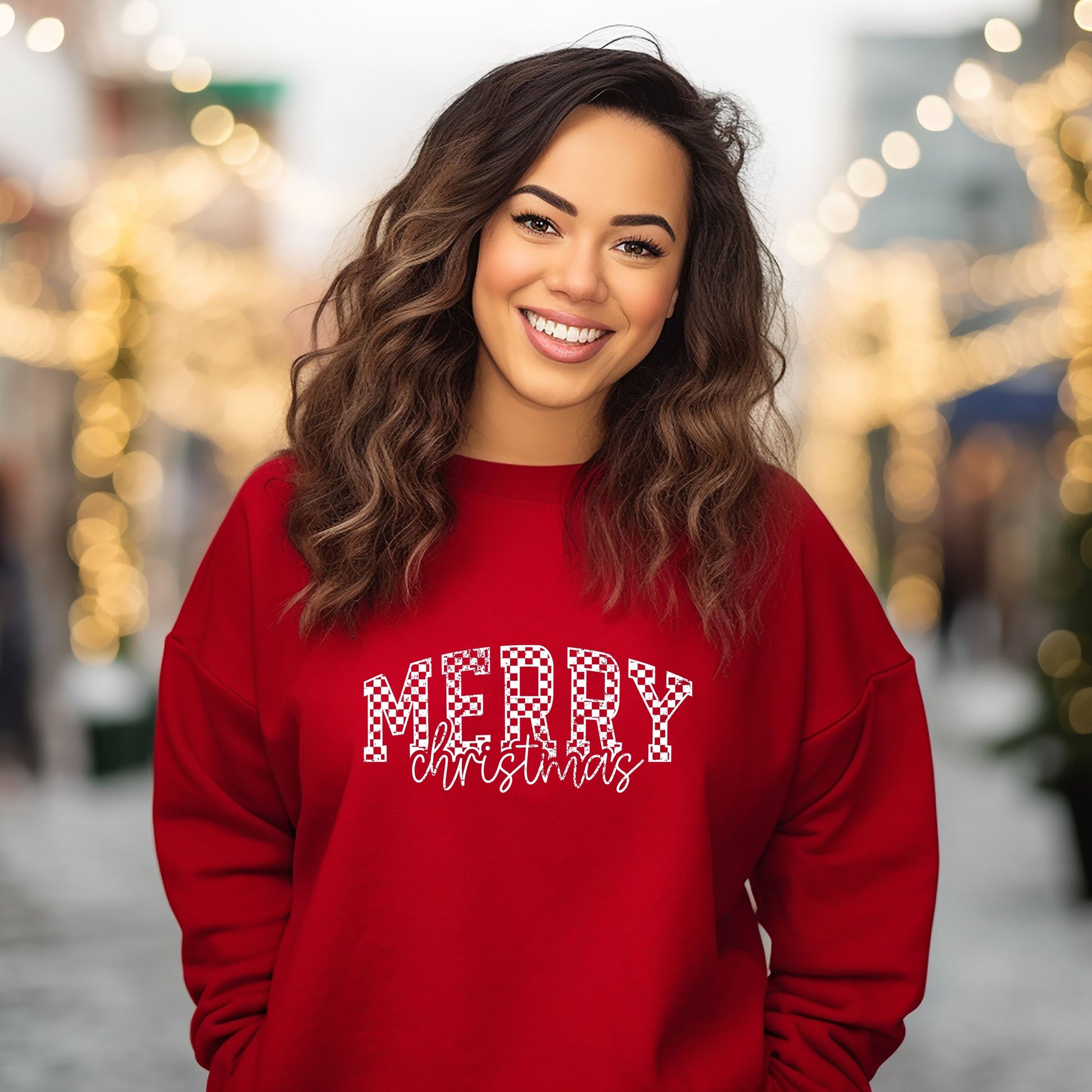 Merry Christmas Varsity Checkered - Sweatshirt