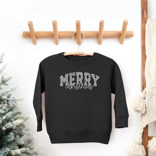 Merry Christmas Varsity Checkered - Toddler Graphic Sweatshirt