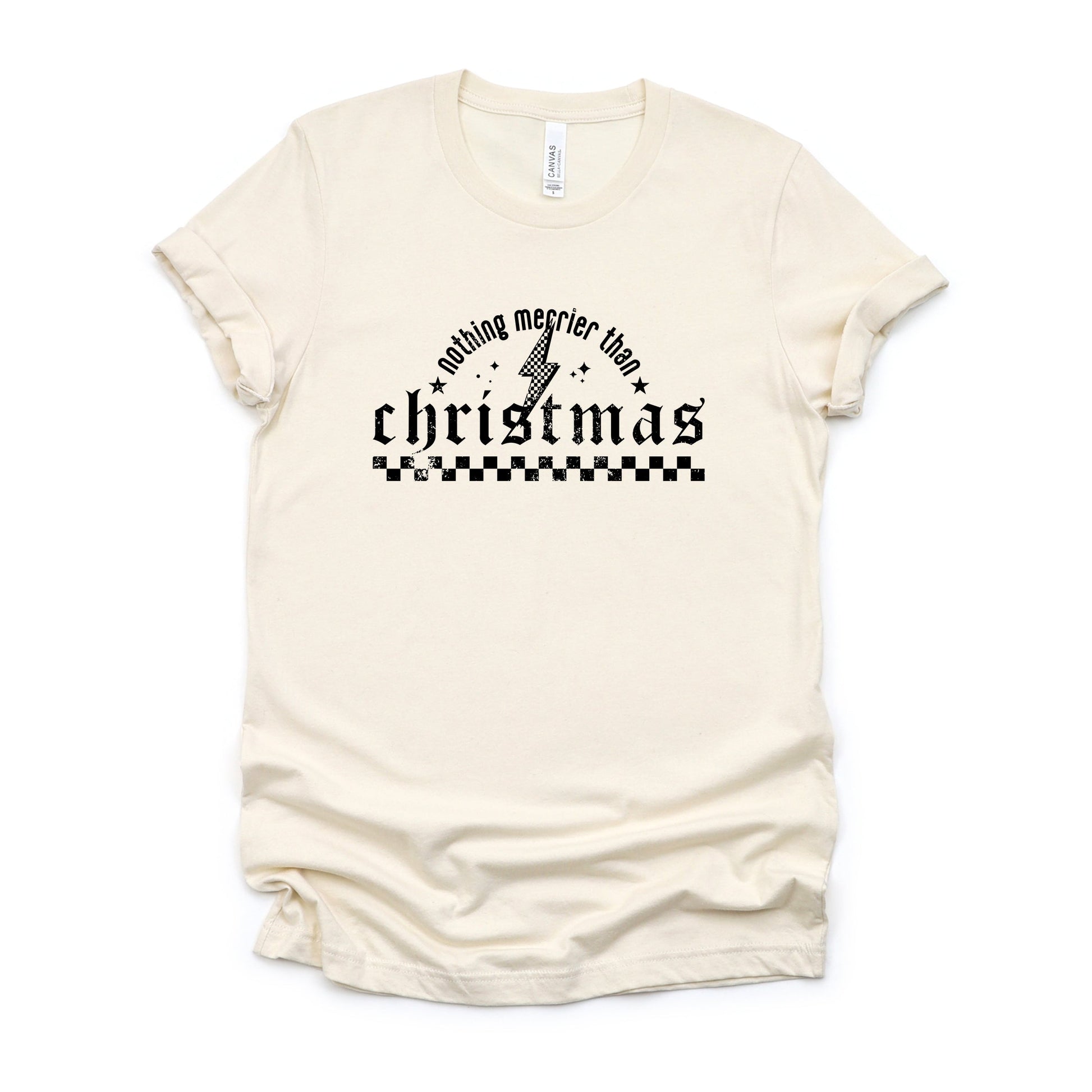 Nothing Merrier Than Christmas Grunge - Short Sleeve Tee